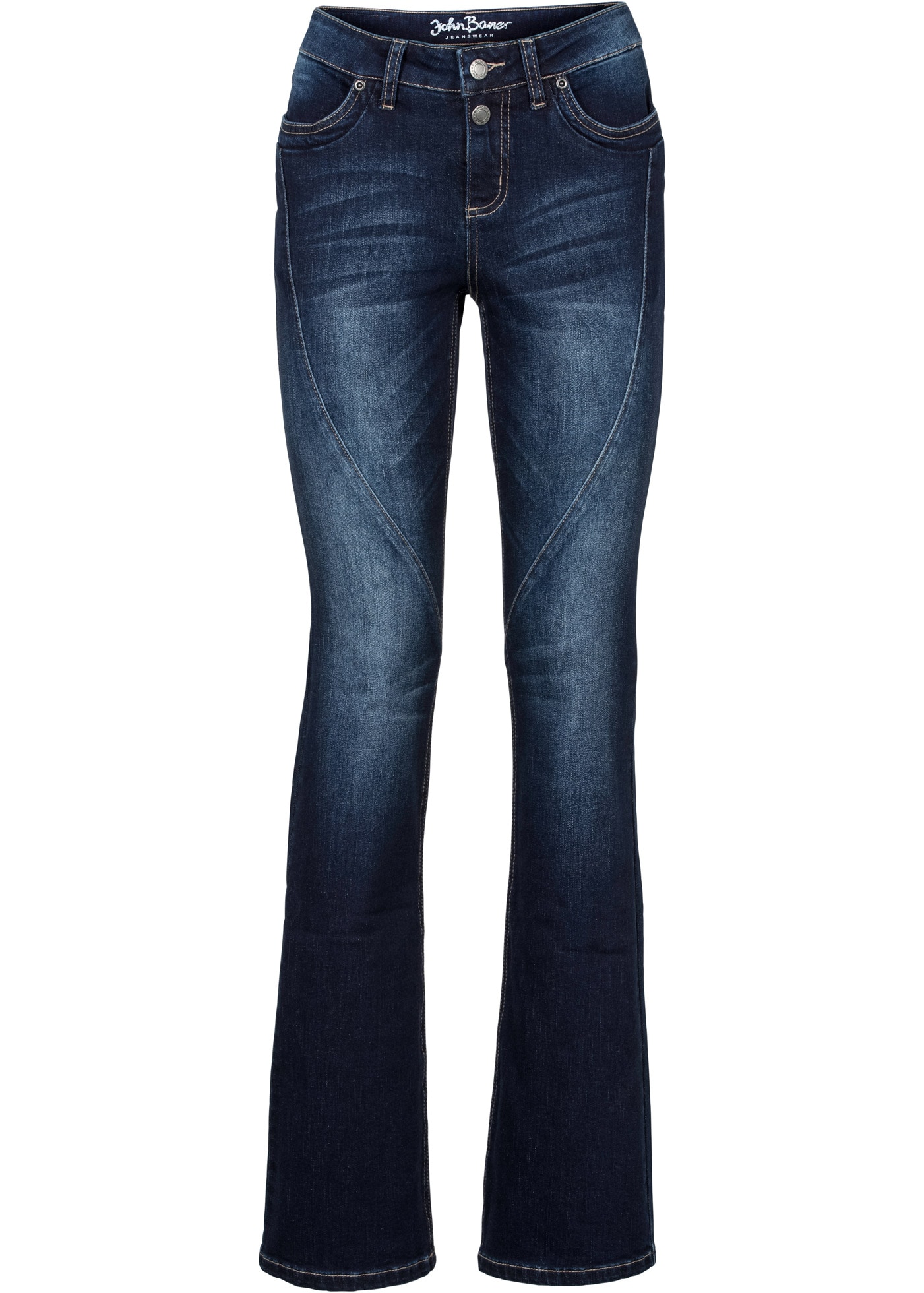 bonprix Bootcut-Jeans »Bootcut Jeans Mid Waist, Stretch« Regular Fit, mit Teilungsnaht an der Vorderseite