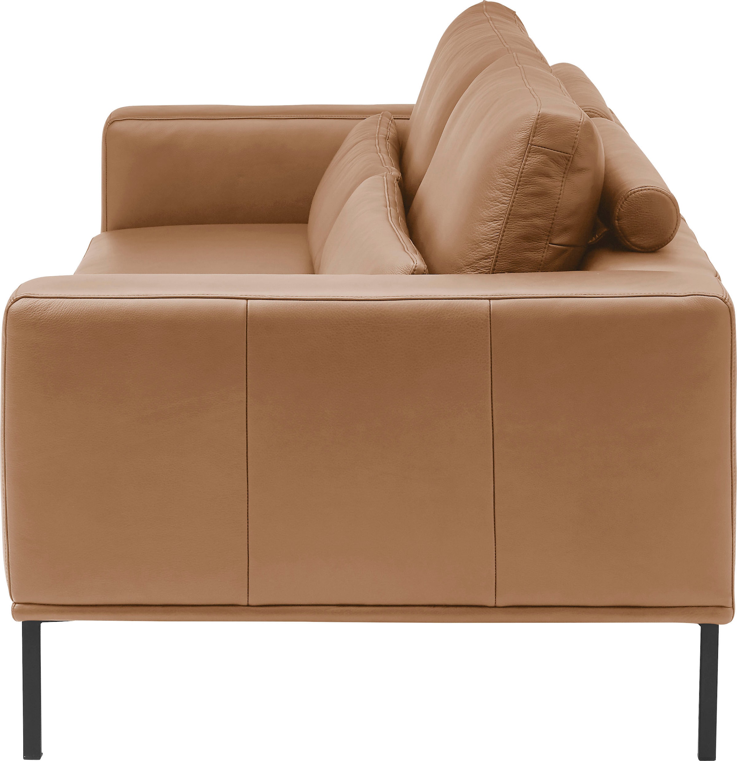 Musterring 3-places »JustB!PM100, 242 cm breit, aus hochwertigem Leder« Canapé XL, au choix avec coussin lombaire et extension de siège motorisée, pieds noirs