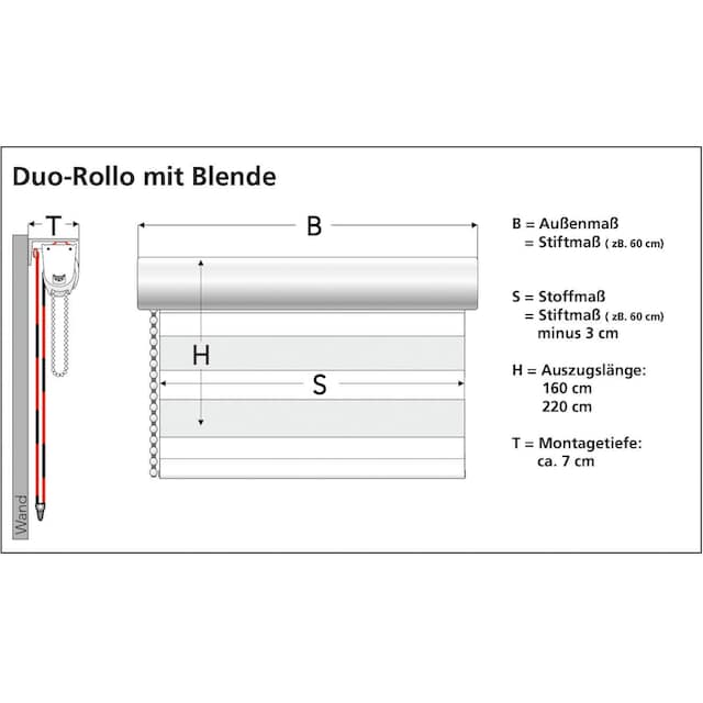 Liedeco Doppelrollo »DUO-Rollo mit 20 cm Streifen«, Lichtschutz, mit  Bohren, im Fixmass jetzt kaufen