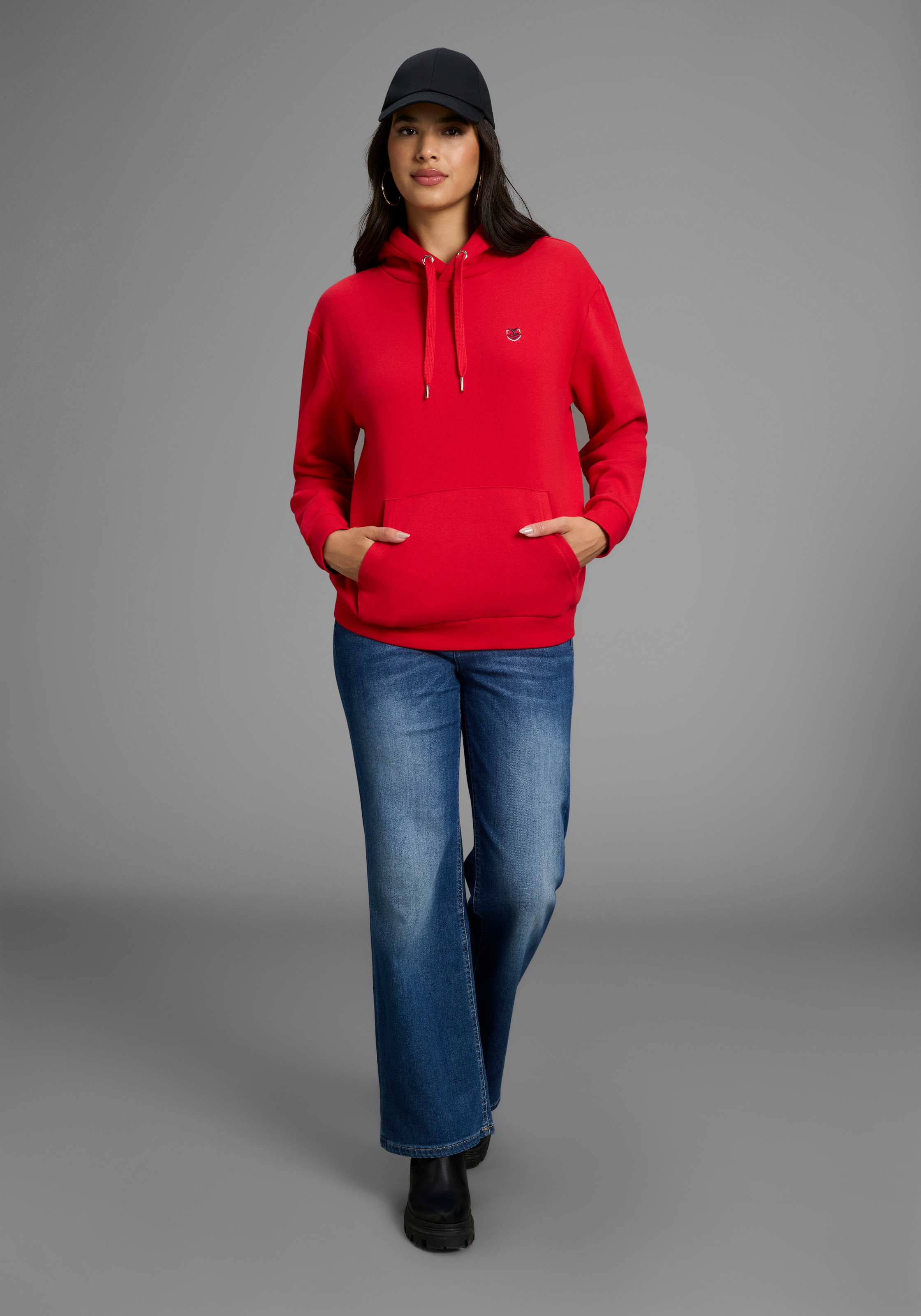 DELMAO Kapuzensweatshirt, Weiche Baumwollmischung mit Kängurutasche & Kapuze