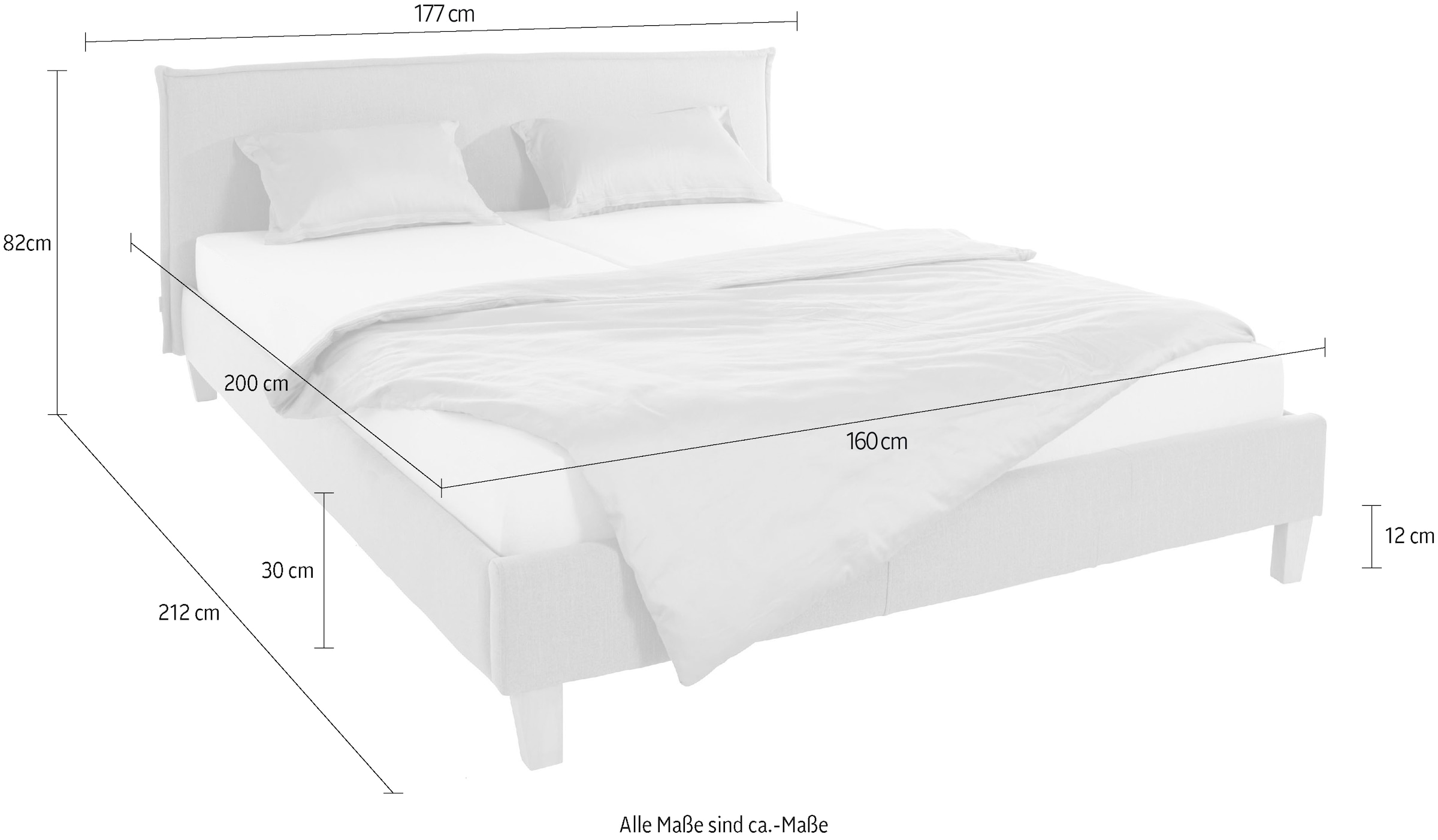 GOODproduct Polsterbett »Heddi«, in 5 Breiten: von 90cm-200cm, Biese am Kopfteil, Strukturstoff
