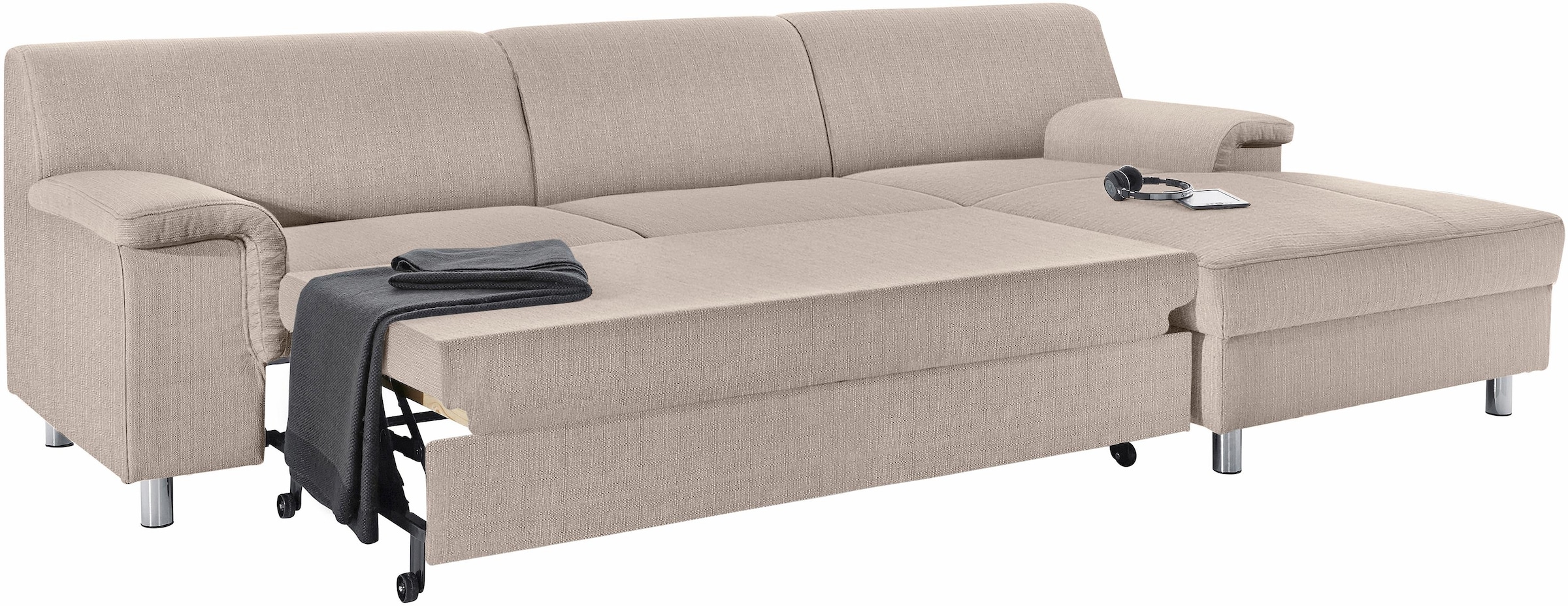 INOSIGN Ecksofa »Jamie, modern und elegant, Fusshöhe 9cm, L-Form,«, wahlweise mit Bettfunktion