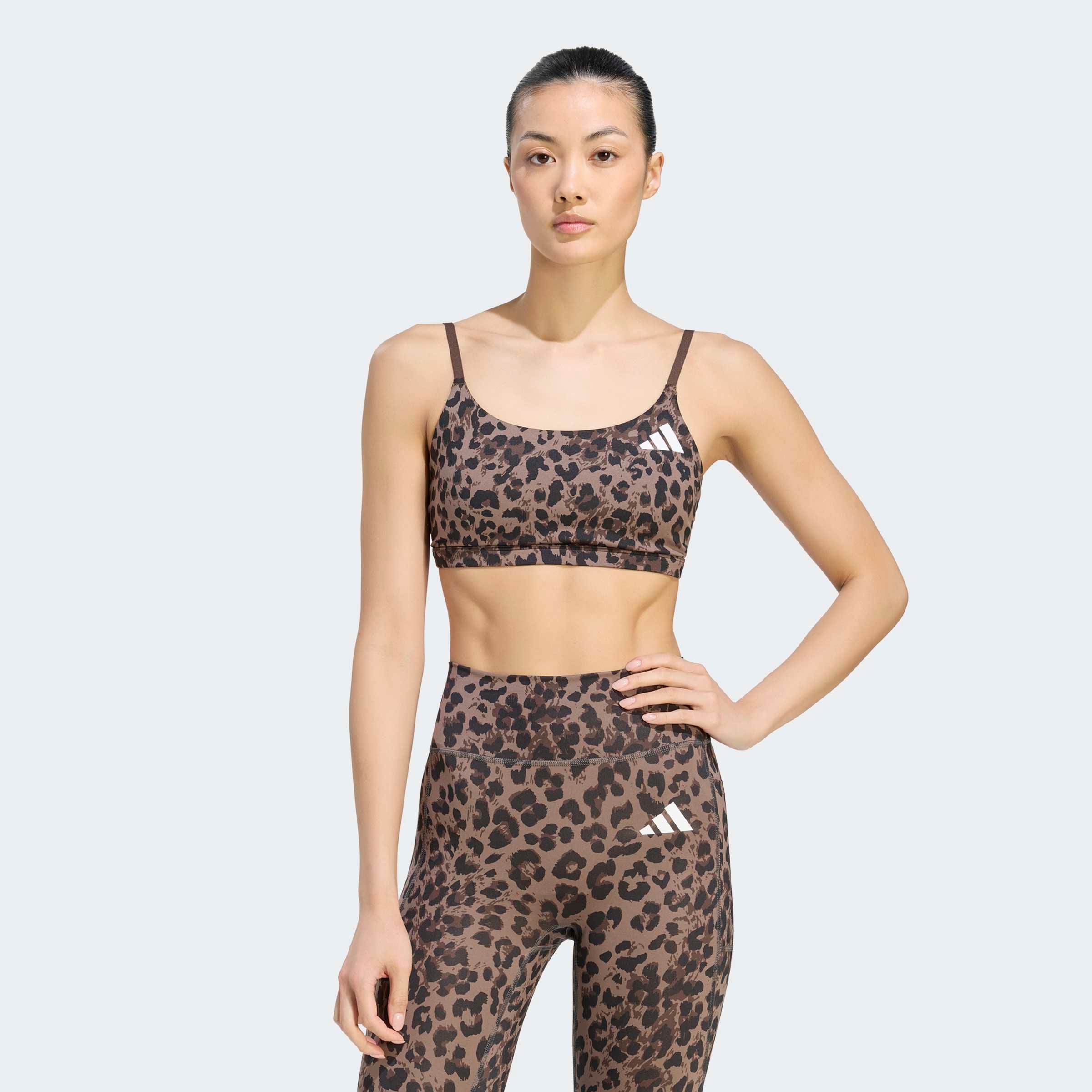 Image of adidas Performance Sport-BH "OPTIME ESSENTIALS 3-STREIFEN LEOPARD SPORT-BH, LEICHTER HALT"