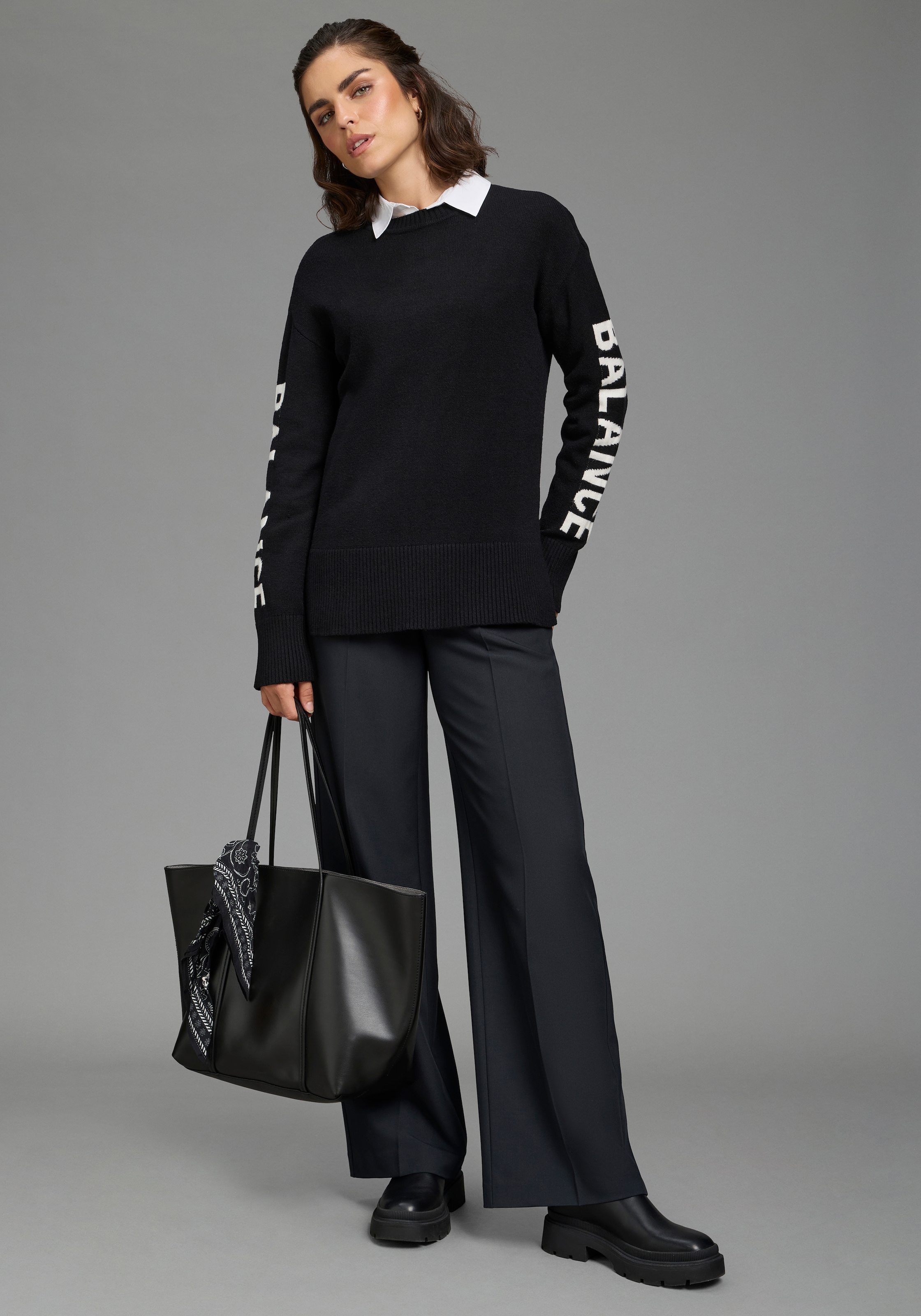 Laura Scott Strickpullover »mit Jacquardmuster« mit moderner Passform