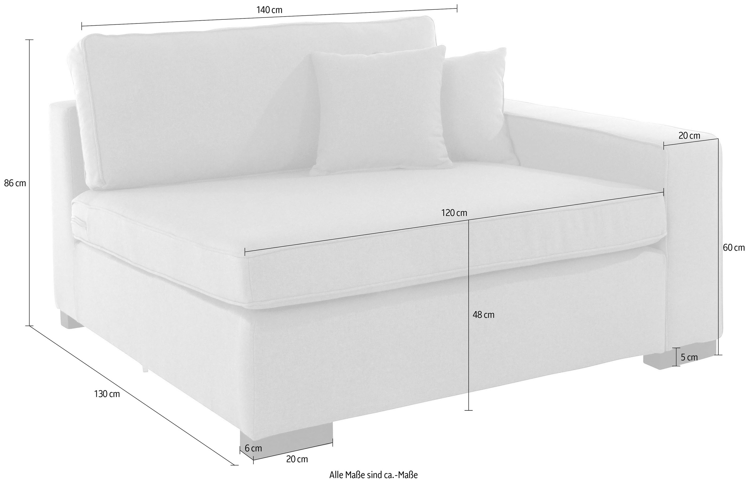 Home affaire Sofaelement »Skara XXL«, Modul XXL - zum eigenen Zusammenstellen, Armlehne links/rechts wählbar