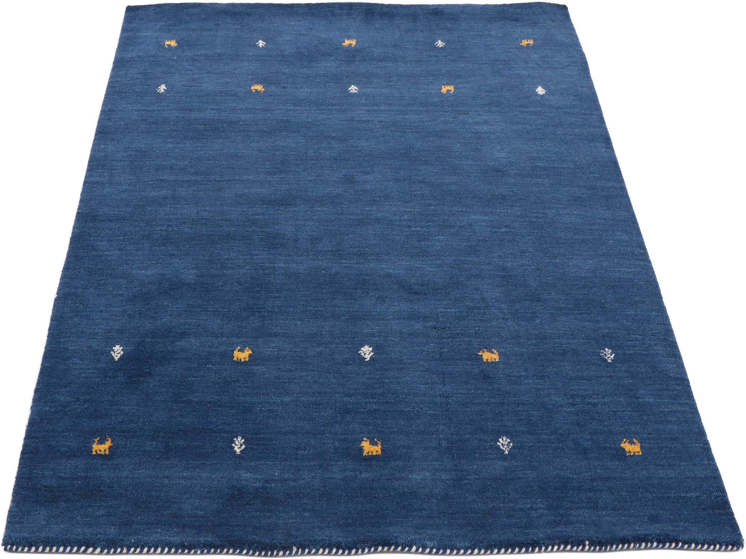 carpetfine Wollteppich »Gabbeh Uni, auch als Läufer erhältlich«, rechteckig, 15 mm Höhe, reine Wolle, handgewebt, Gabbeh Loom Tiermotiv, grosse Farbauswahl