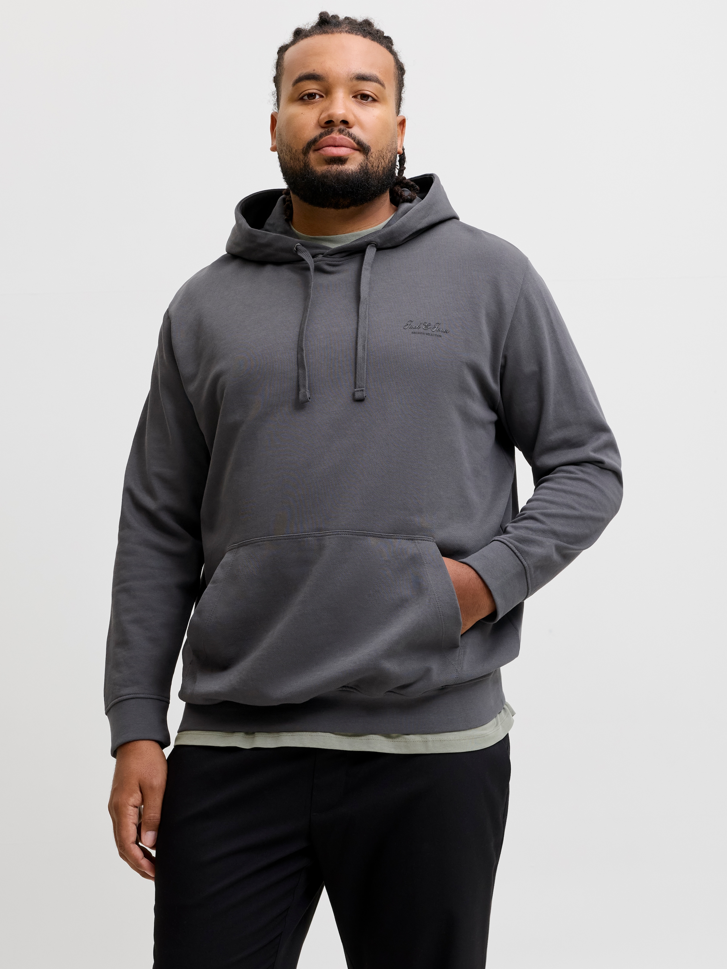 Jack & Jones PlusSize Sweat à capuche »JJEARCHIVE GRAPHIC SWEAT HOOD SN PLS«, mélange coton, coupe régulière
