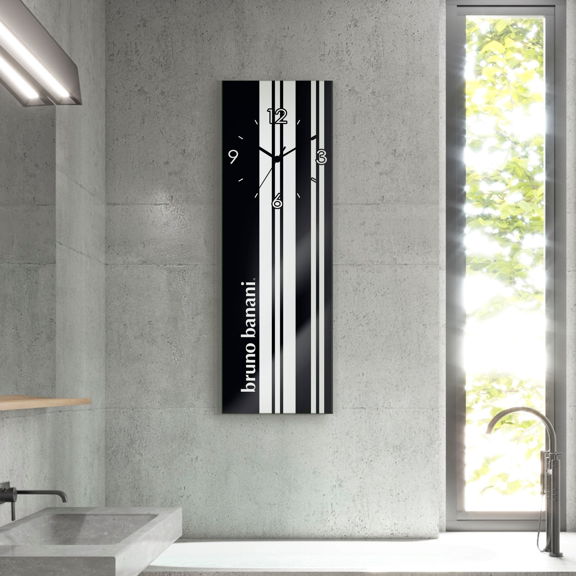 Image of Bruno Banani Wanduhr "Stripes auf Glas" wahlweise mit Quarz- oder Funkuhrwerk, lautlos ohne Tickgeräusche