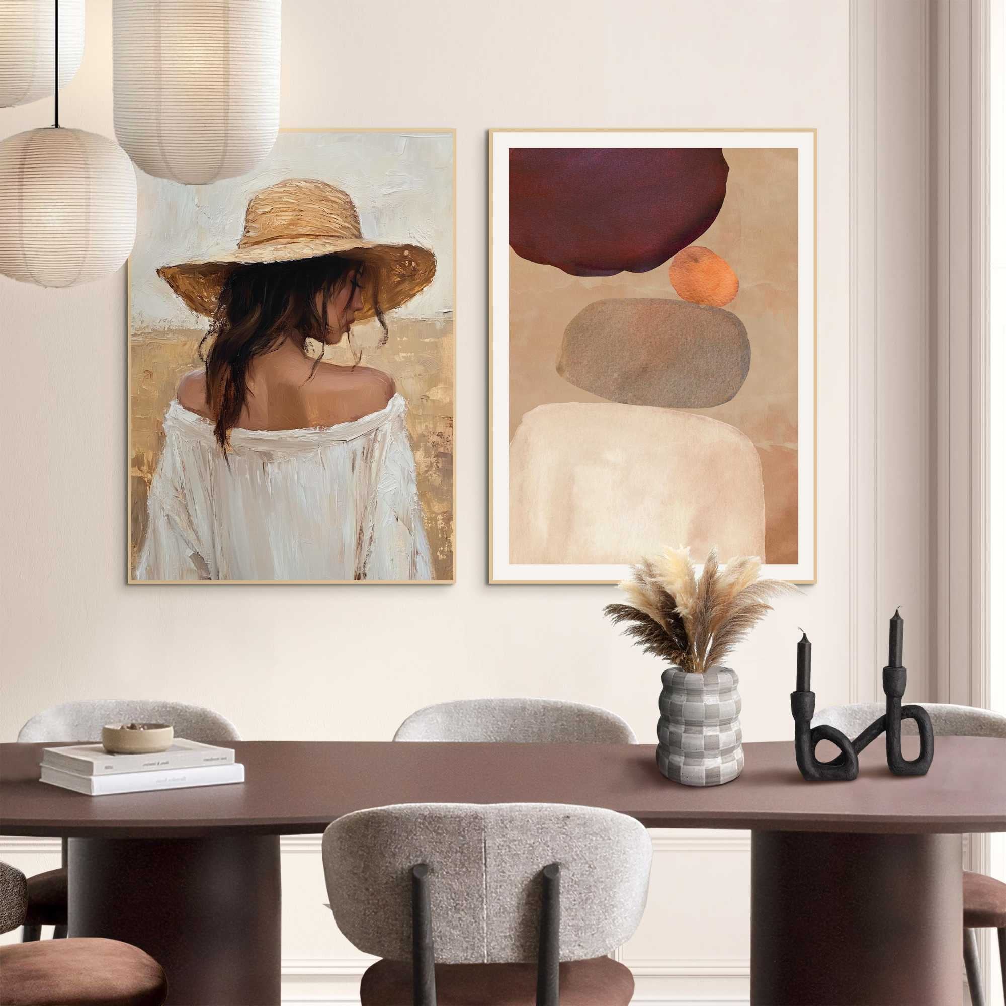 Image of Reinders Bild mit Rahmen "Unter der Sonne" Menschen 2 Stk. tlg. Wohnzimmer - Braun - MDF - Frauen - 50x70 cm