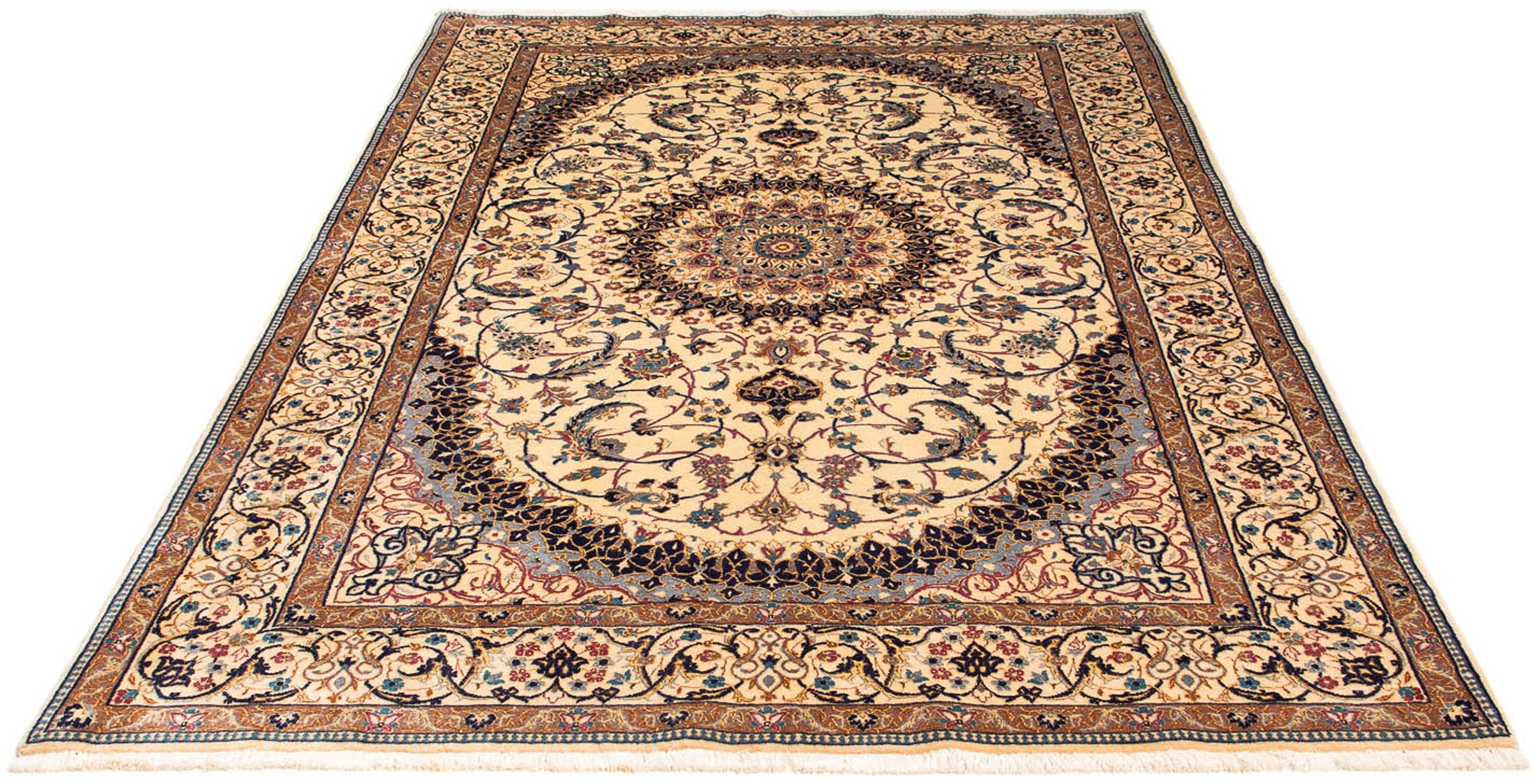 Image of morgenland Orientteppich »Perser - Nain - Premium - 213 x 148 cm - beige«, rechteckig, 6 mm Höhe, Wohnzimmer, Handgeknüpft, Einzelstück mit Zertifikat bei Ackermann Versand Schweiz