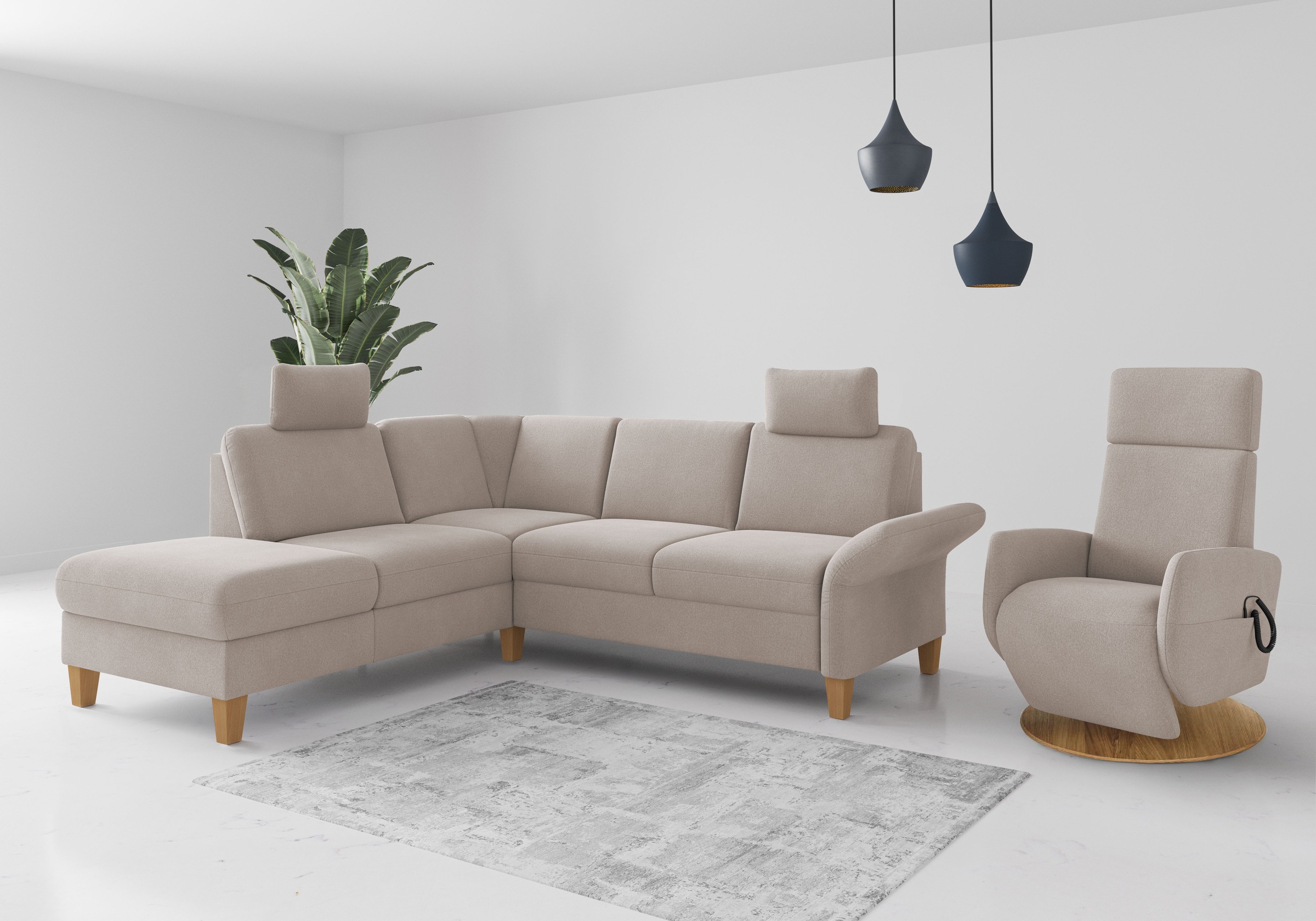 Home affaire Ecksofa »Rochelle, L-Form«, wahlweise mit Armteilverstellung, Bettfunktion und Bettkasten