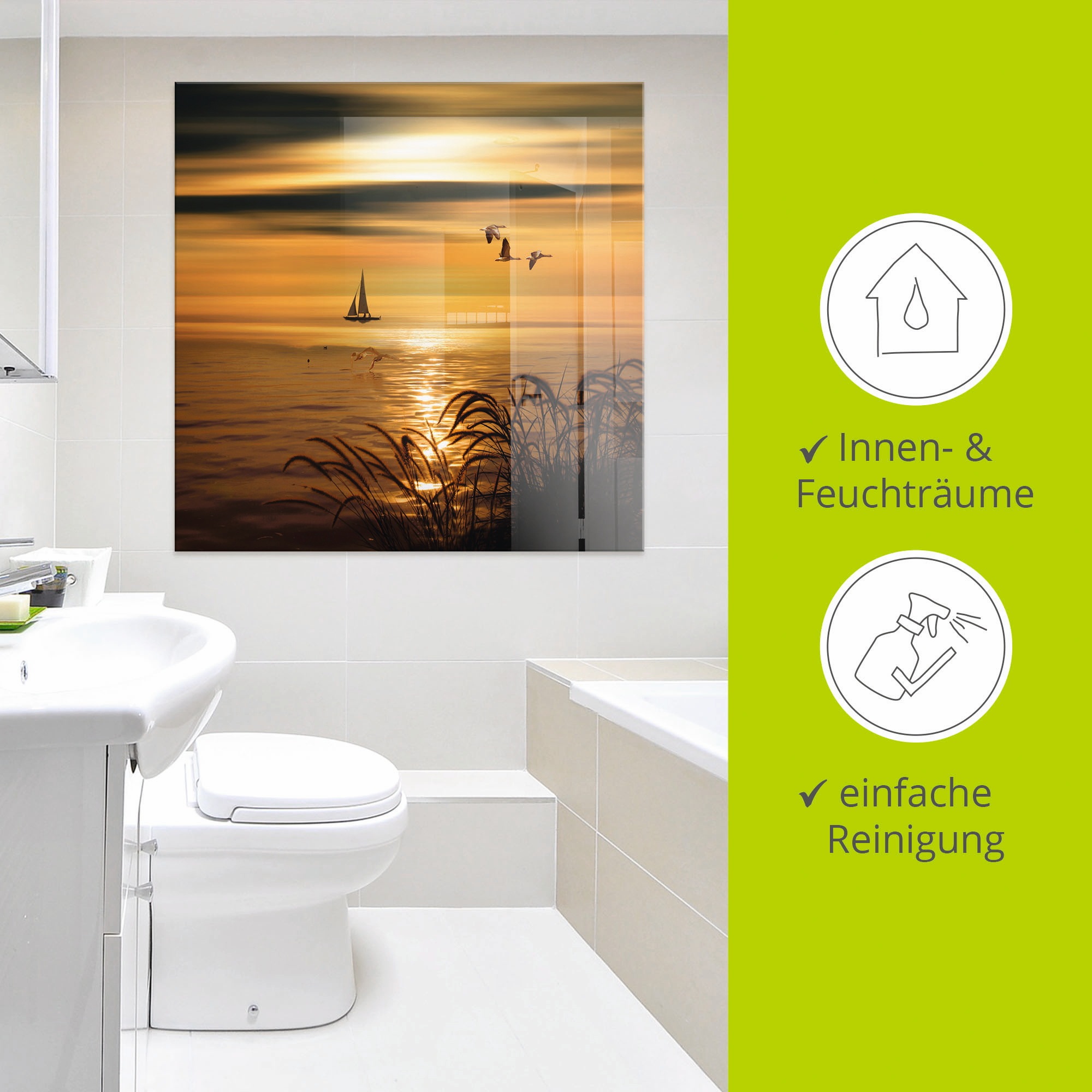 Artland Glasbild »Goldene See Impressionen«, Gewässer, (1 St.), in verschiedenen Grössen