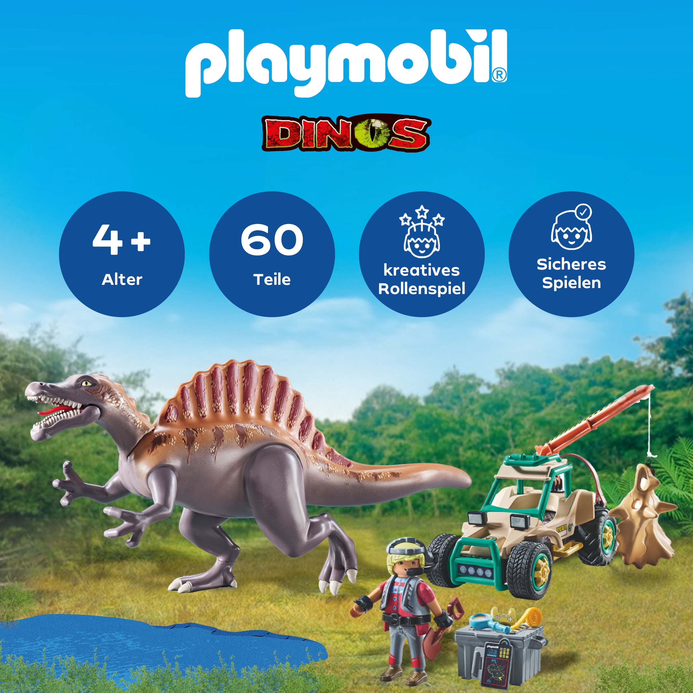 Playmobil® Jeu de construction »Spinosaurus-Angriff auf Dino-Ausgrabung (71820), Playmobil Dinos«