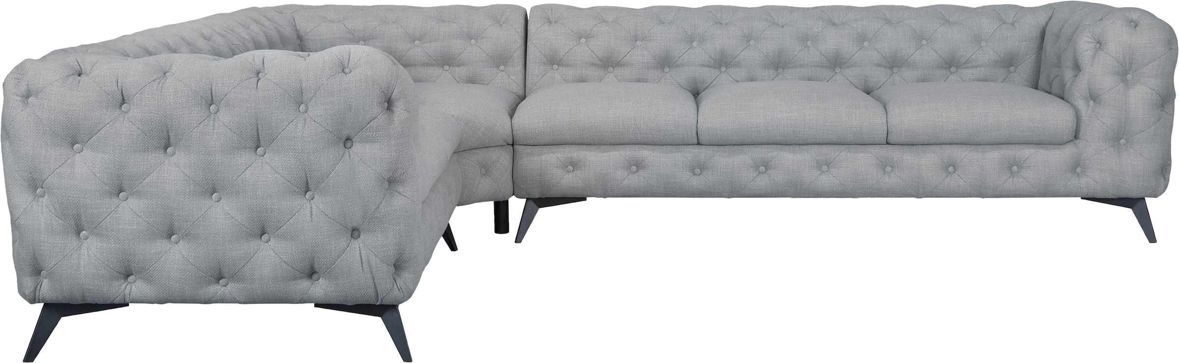 Home affaire Chesterfield-Sofa »Ecksofa GLYNIS L-Form mit Wellenunterfederung, Masse B/T/H 323/264/75cm« aufwändige Knopfheftung, moderne Chesterfield Optik, Fussfarbe wählbar