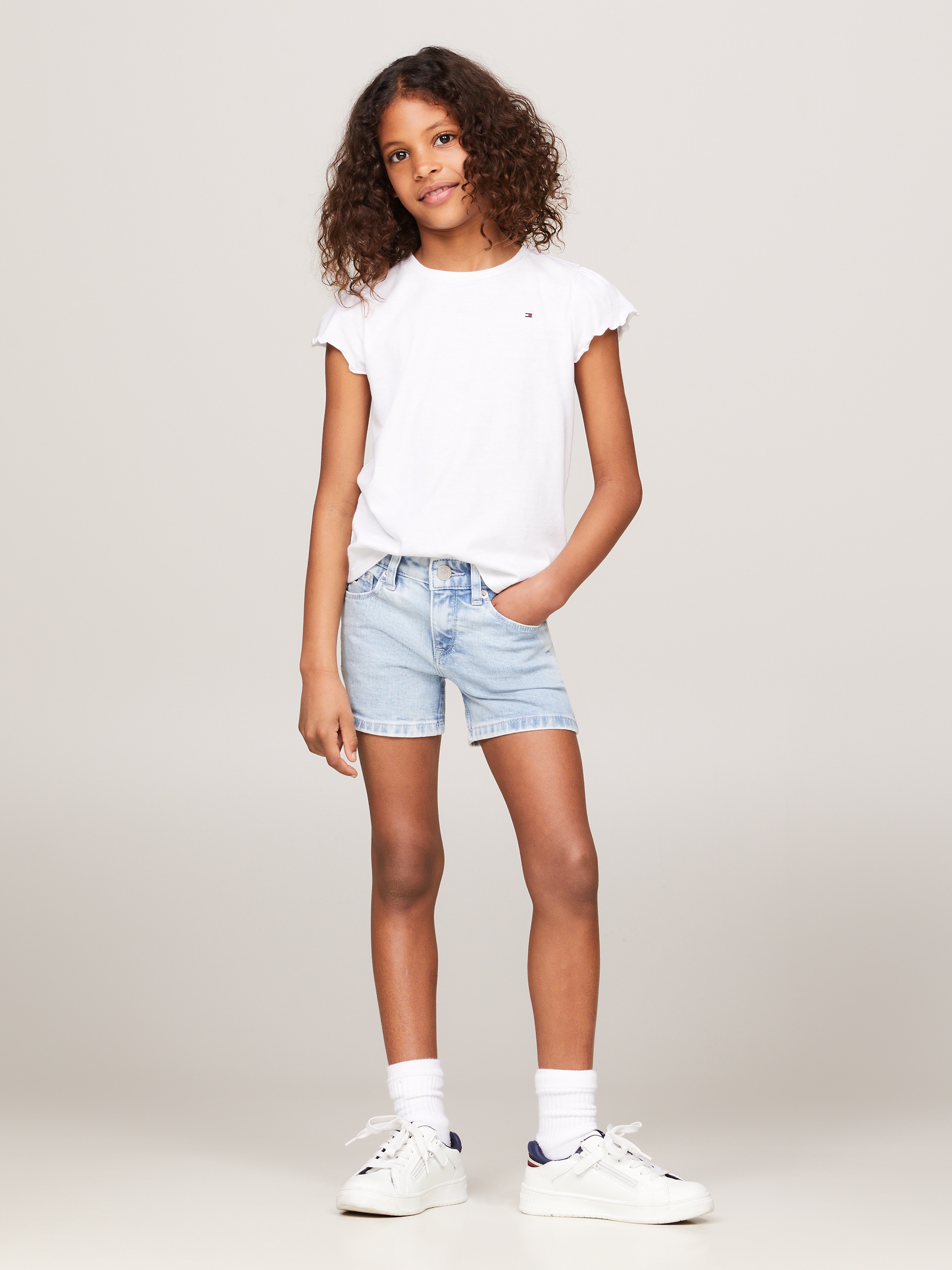 Tommy Hilfiger T-Shirt »ESSENTIAL RUFFLE SLEEVE TOP« mit gewelltem Ärmelabschluss