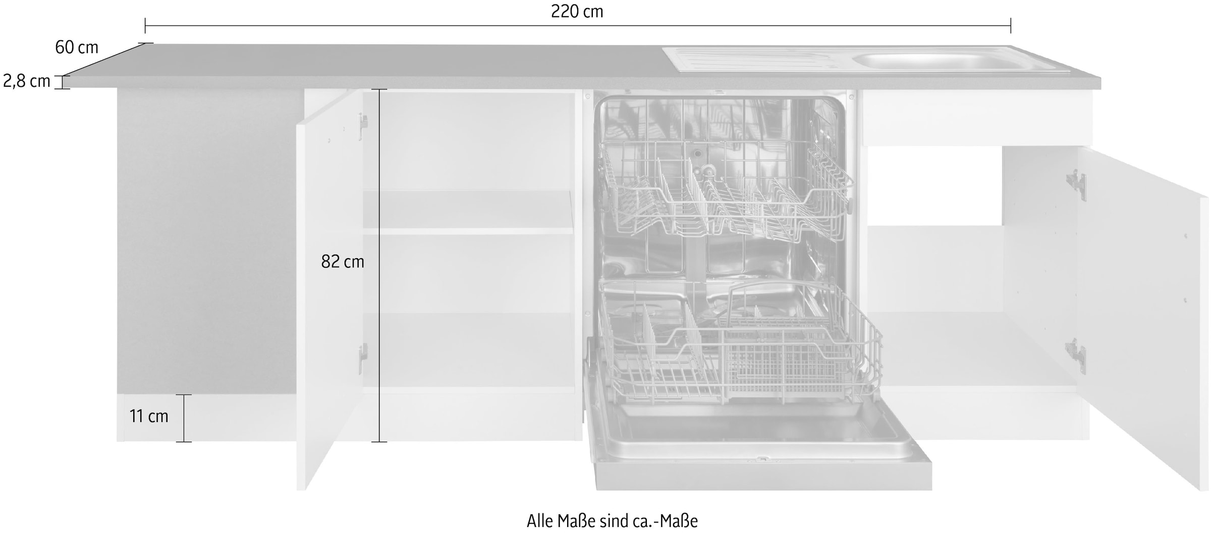 KOCHSTATION Kitchenette »KS-Paris â€“ Küchen mit einzigartigen Fotomotiven auf den Fronten« largeur réglable 290/220 cm, au choix avec appareils électriques et induction