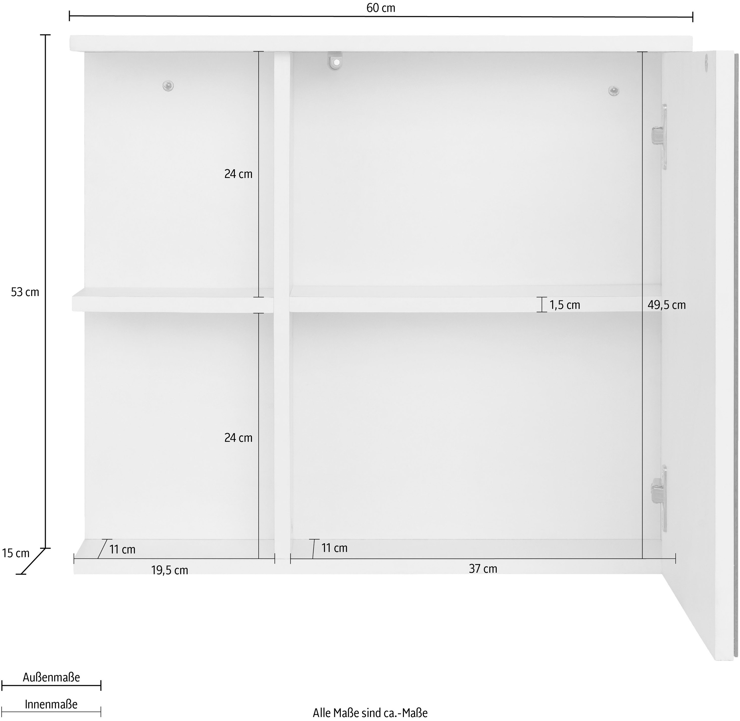 andas Badezimmerspiegelschrank »Stian«, mit Spiegeltür und Push-to-open Funktion, Breite 60 cm, Höhe 53 cm