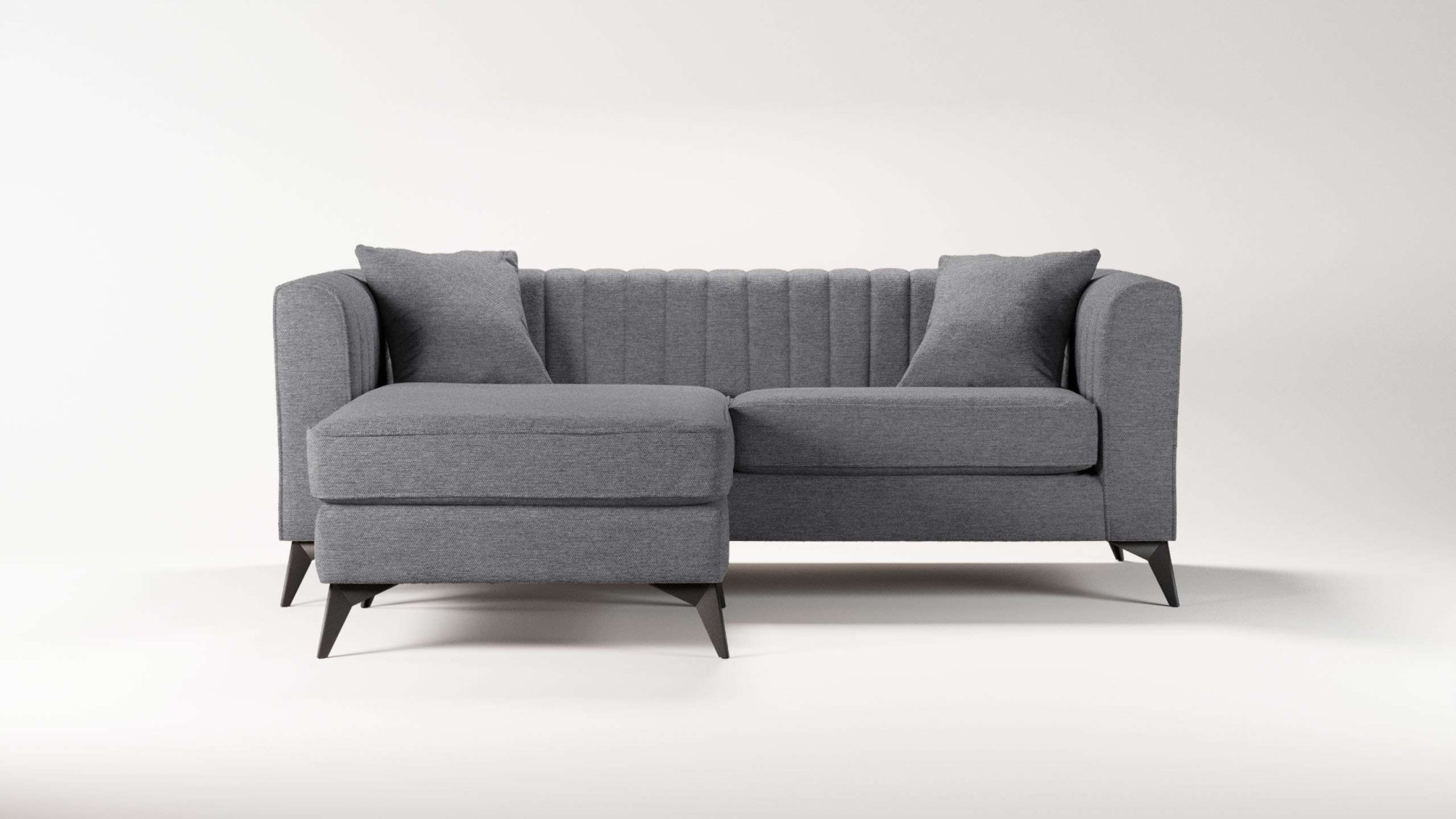 Places of Style Ecksofa »MATTHEW L-Form ideal für kleine Räume, Masse B/T/H: 201/162/74 cm«, elegantes Designsofa, feine Steppung im Rücken, incl. Zierkissen