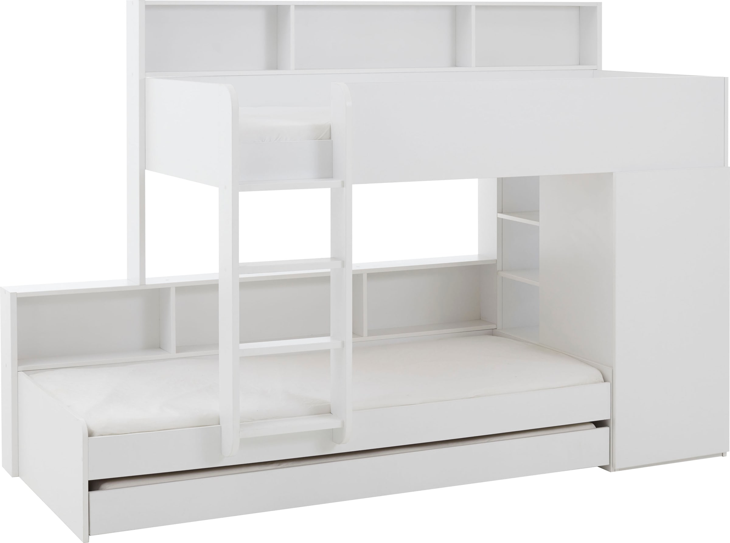 Relita Lit superposé 2 couchages, armoire, étagères et tiroir-lit