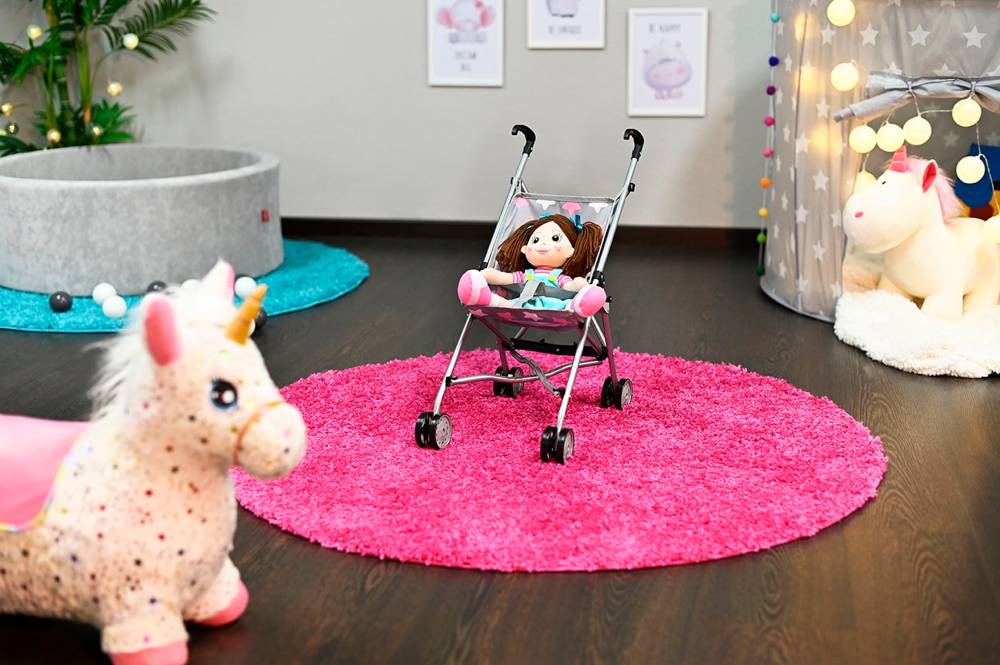 Knorrtoys® Puppenbuggy »Sim - star grey pink«