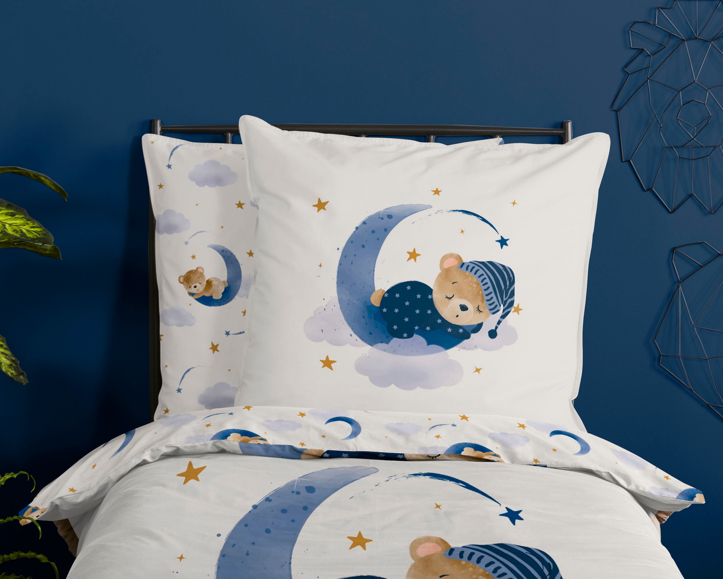 good morning Kinderbettwäsche »Sleeping Bear«, 100% Baumwolle, 135x200, Reissverschluss, Wendeoptik, Kind, Bär, Natur