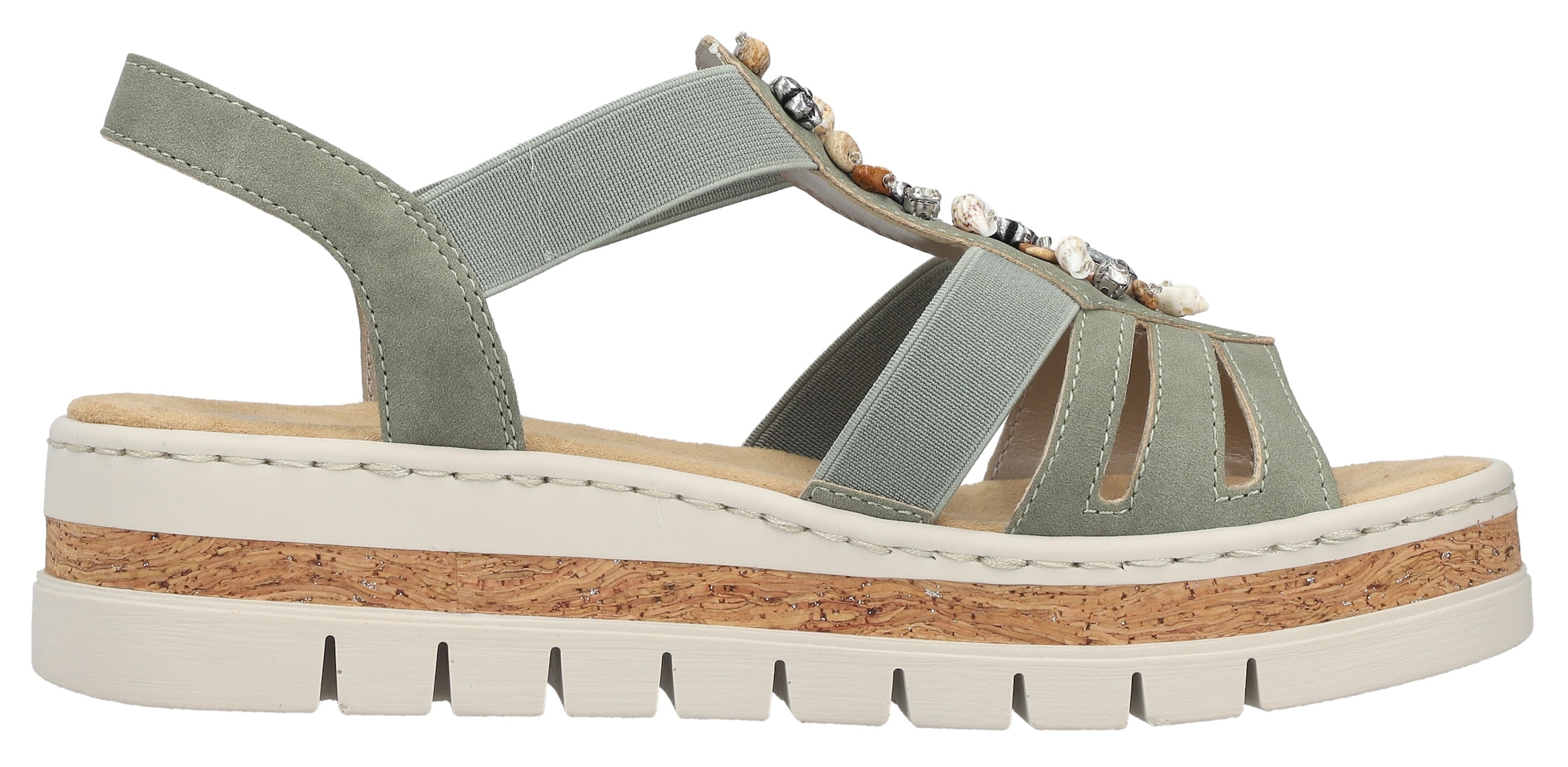 Rieker Sandales compensées  Sandale compensée, sandale à plateforme, chaussure d'été avec décoration