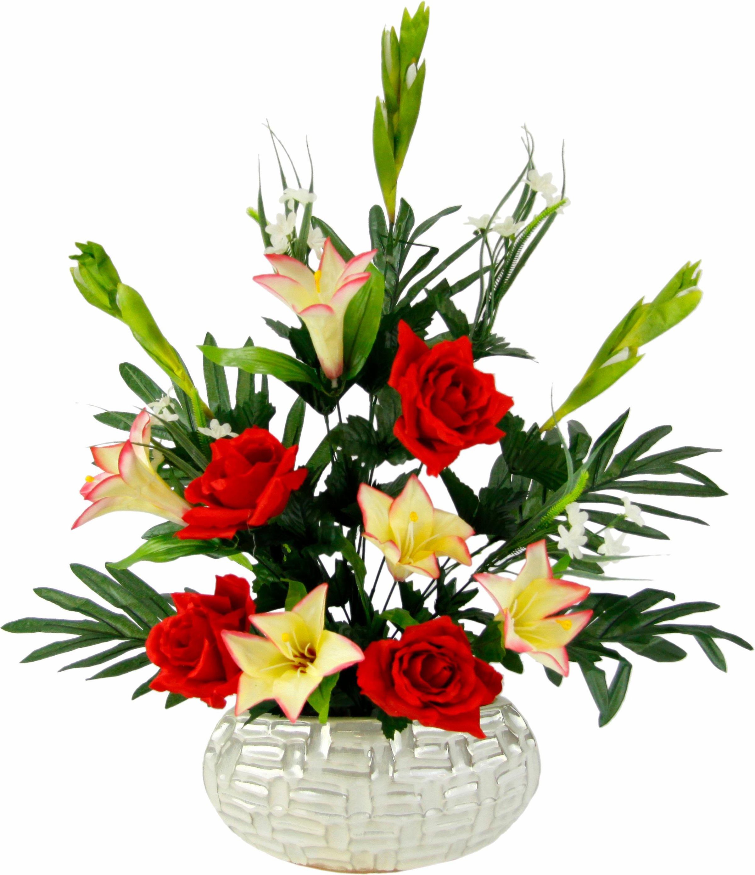 Kunstpflanze »Arrangement Lilien/Rosen 62/37 cm« (1 Stück)