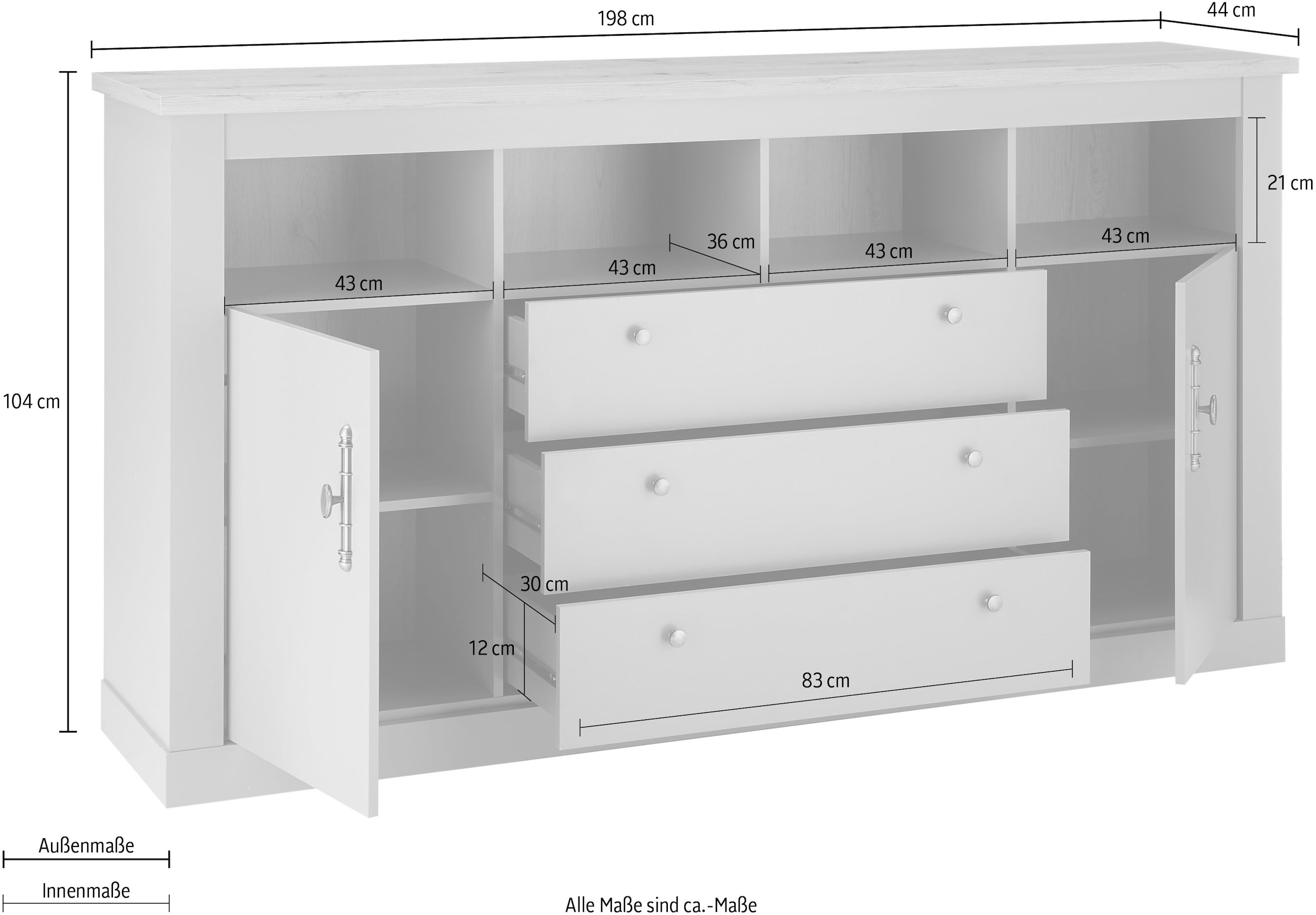 Home affaire Sideboard »CHAMBORD«, Breite ca. 198 cm