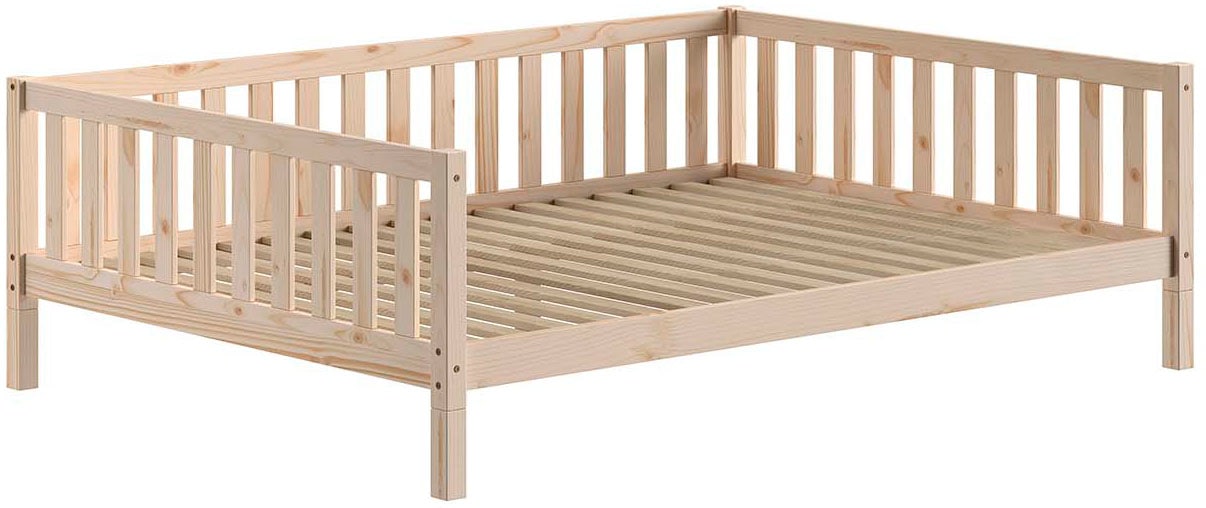 Vipack Daybett »Dallas Massiv Bett mit Rausfallschutz umbaubar vom Boden- zum Daybett« mit Bettschublade, wahlweise Kiefer massiv natur oder weiss