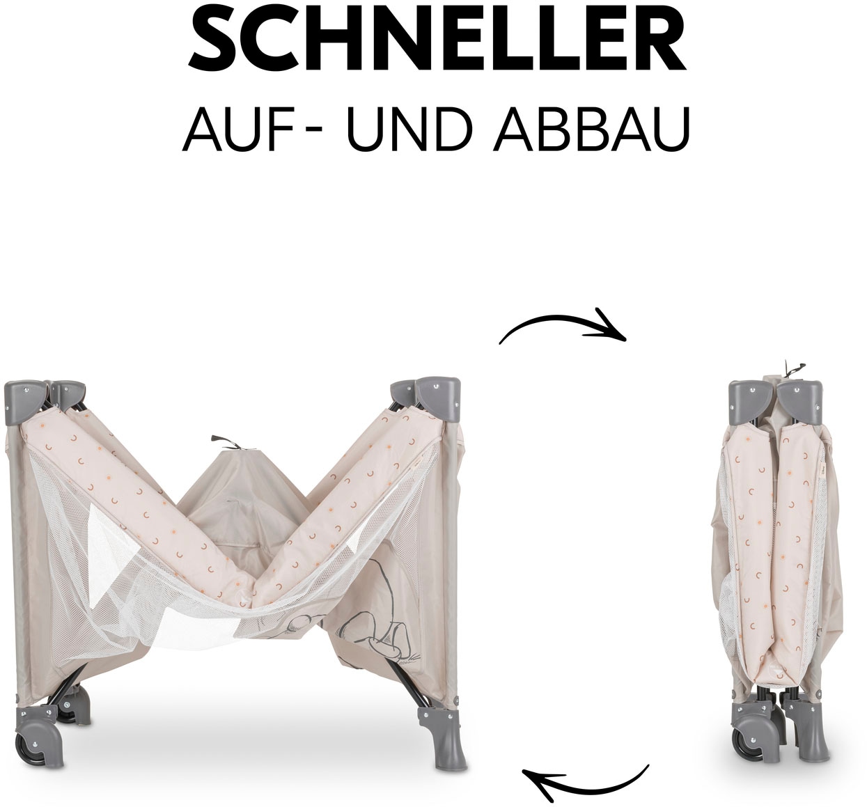 Hauck Lit de voyage pour bébé »Dream N Play Go, Pooh Rainbow, beige« inkl. Transporttasche