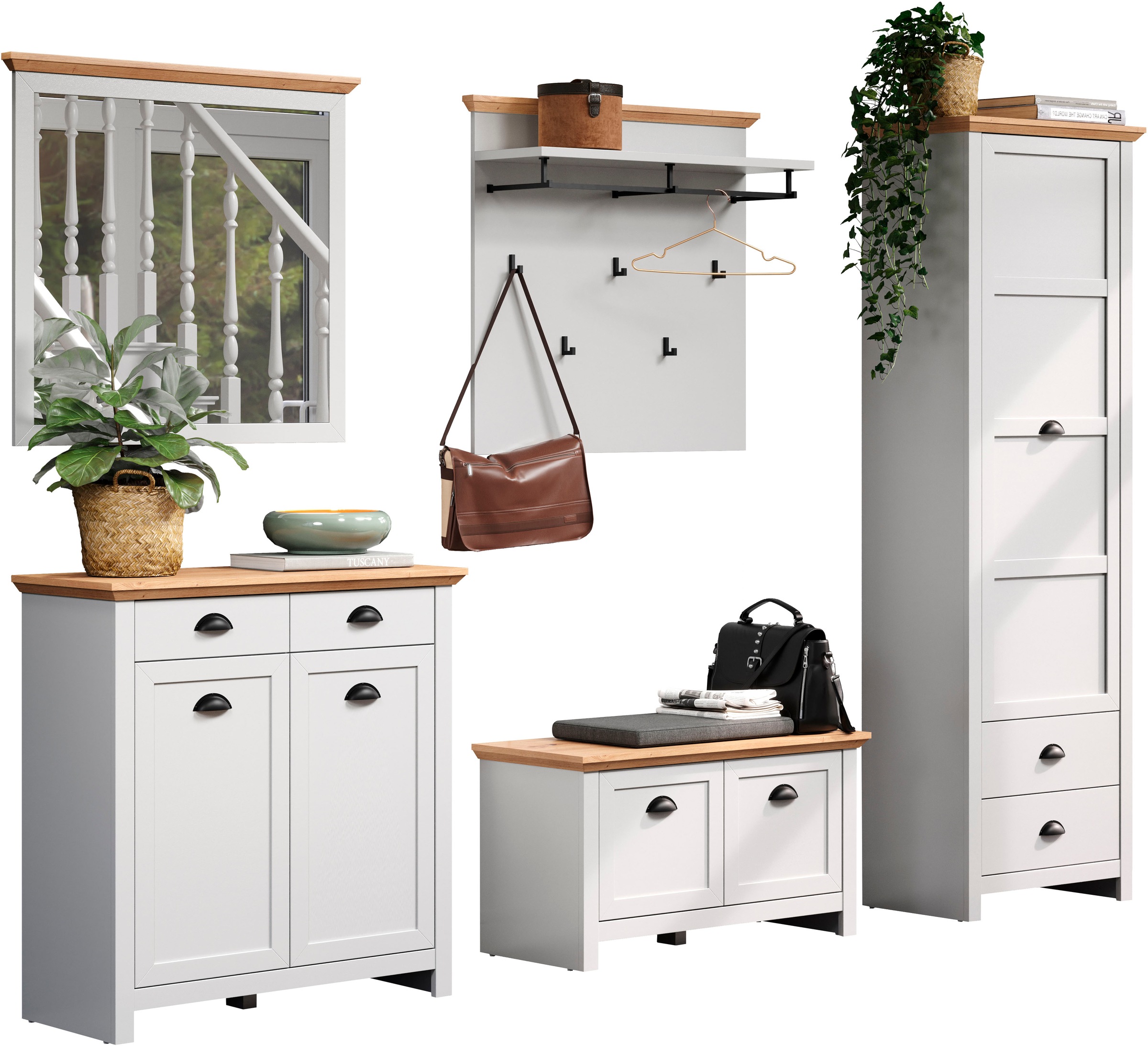 Home affaire Garderoben-Set »Herzwill«, (5 St.), 5-teiliges Sparset bestehend aus Schrank, Masse B/H/T ca.: 267/201/41cm