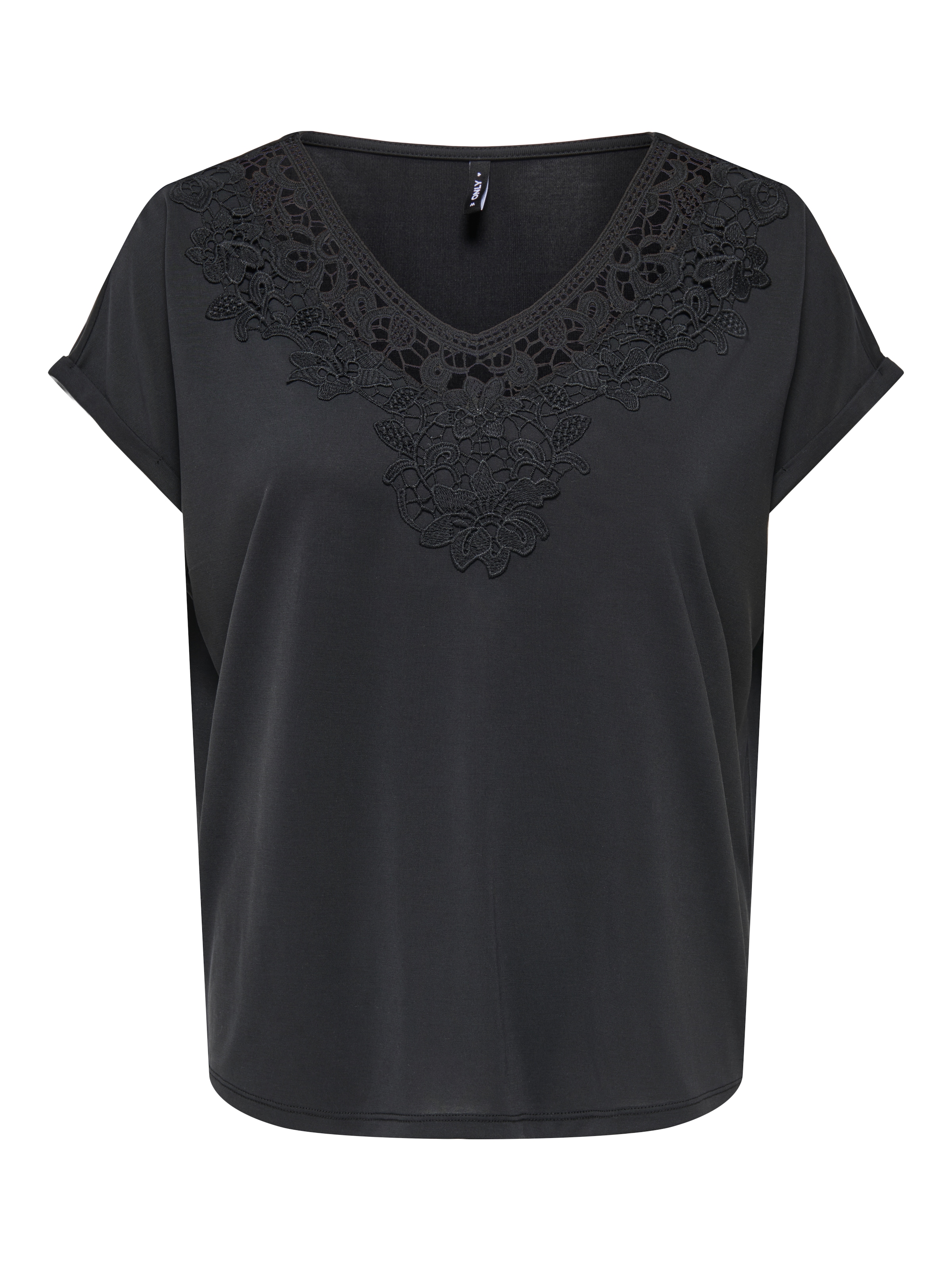 ONLY T-shirt en V »ONLFREE S/S CROCHET TOP CS JRS« mélange de matériaux, coupe régulière