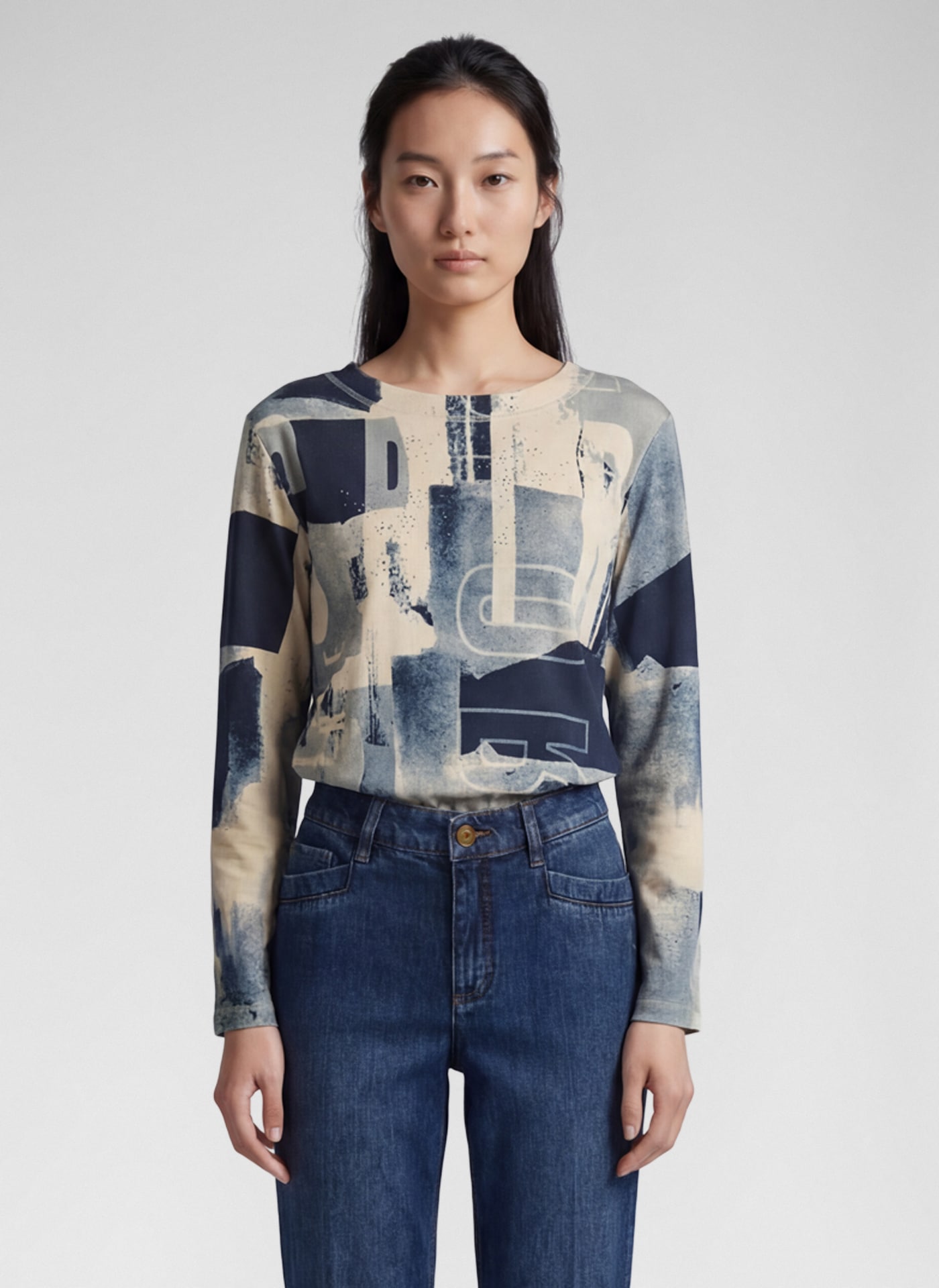 Image of Rabe 3/4-Arm-Shirt mit grafischem Muster und Glitzer-Details
