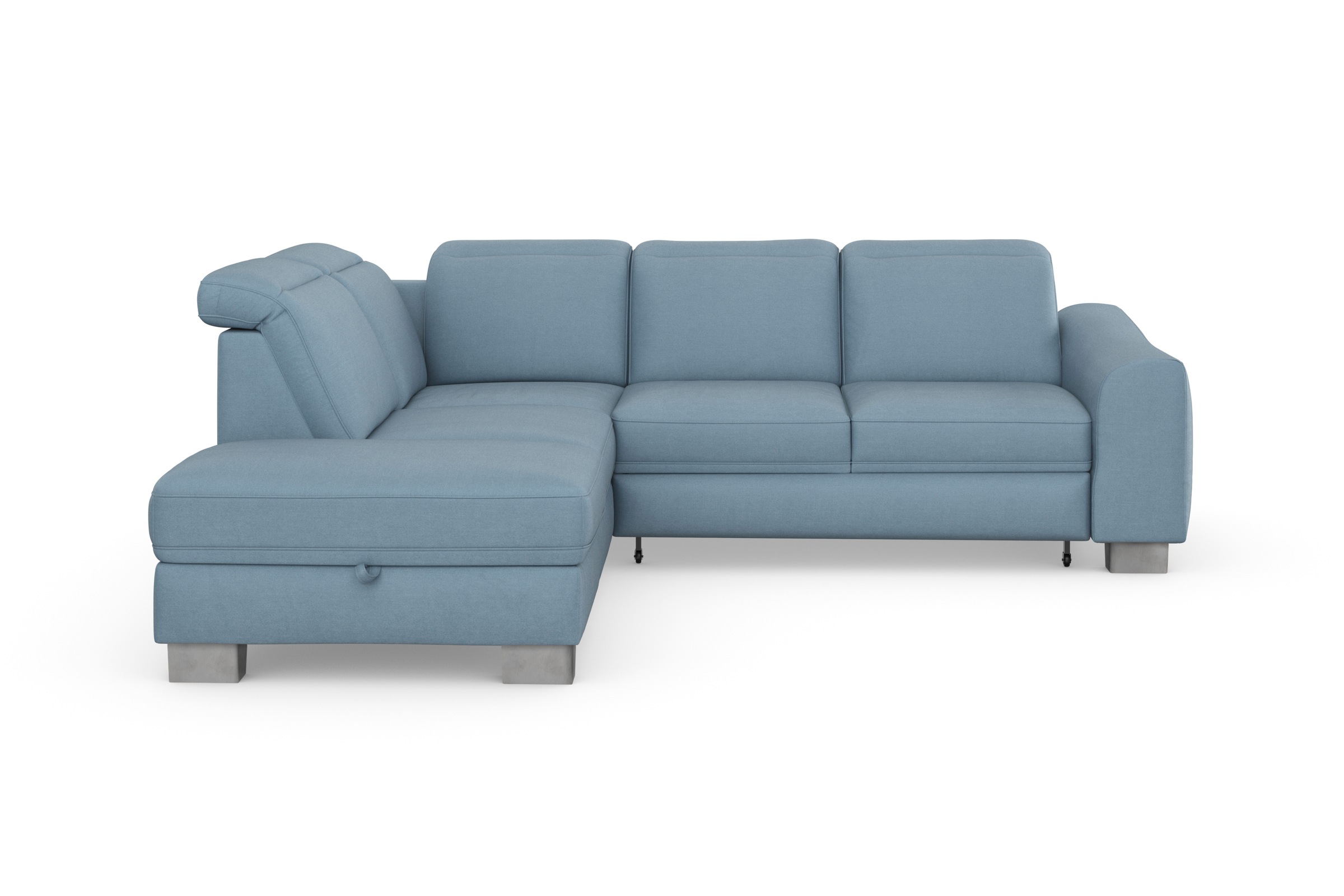 sit&more Ecksofa »Dundee L-Form«, mit Federkern und Edelstahlfüssen, wahlweise mit Kopfteilverstellung