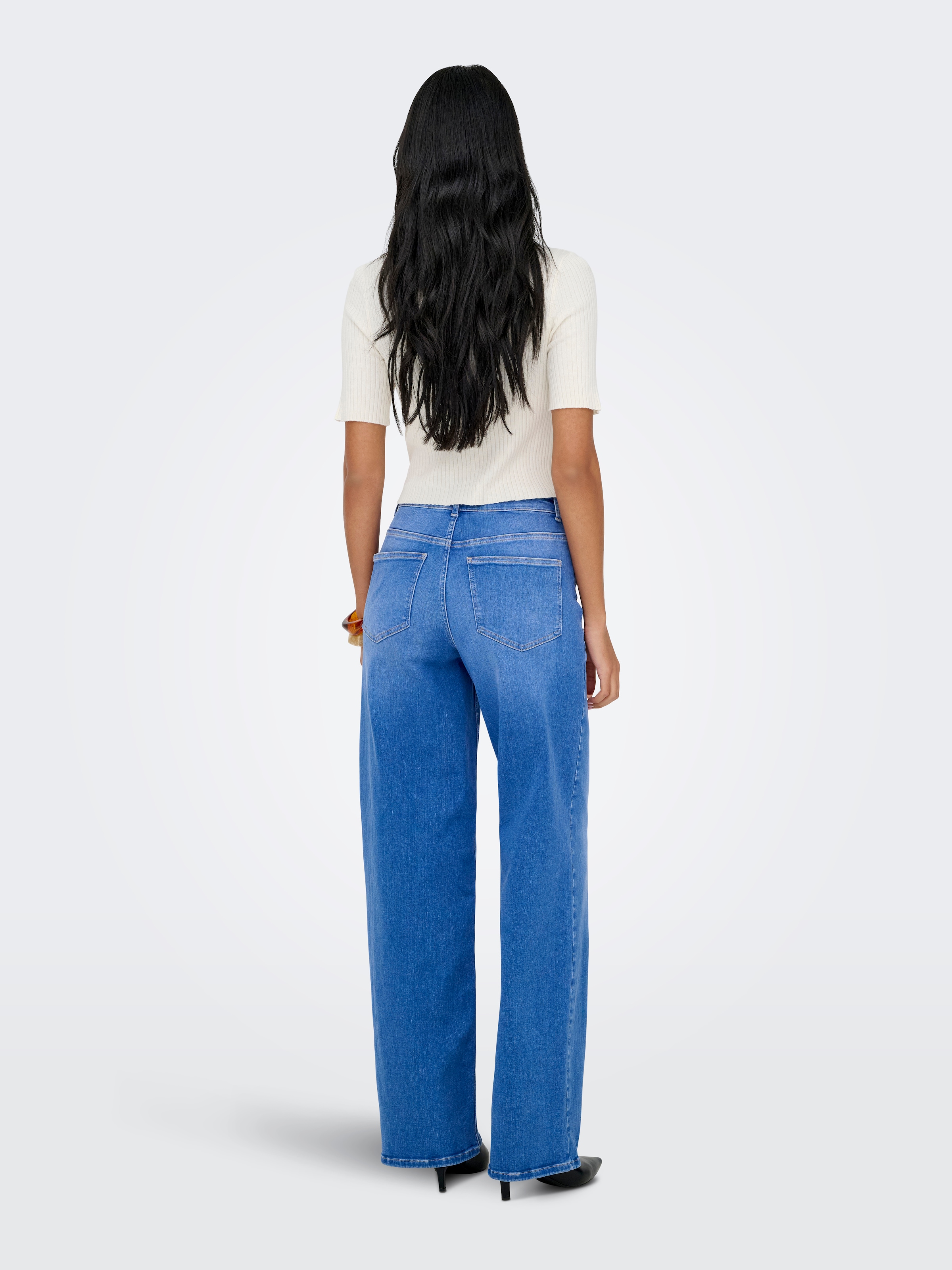 ONLY Jeans taille haute »ONLMADISON BLUSH HW WIDE DNM REA262 NOOS« hohe Leibhöhe, weites Bein, special bright blue denim