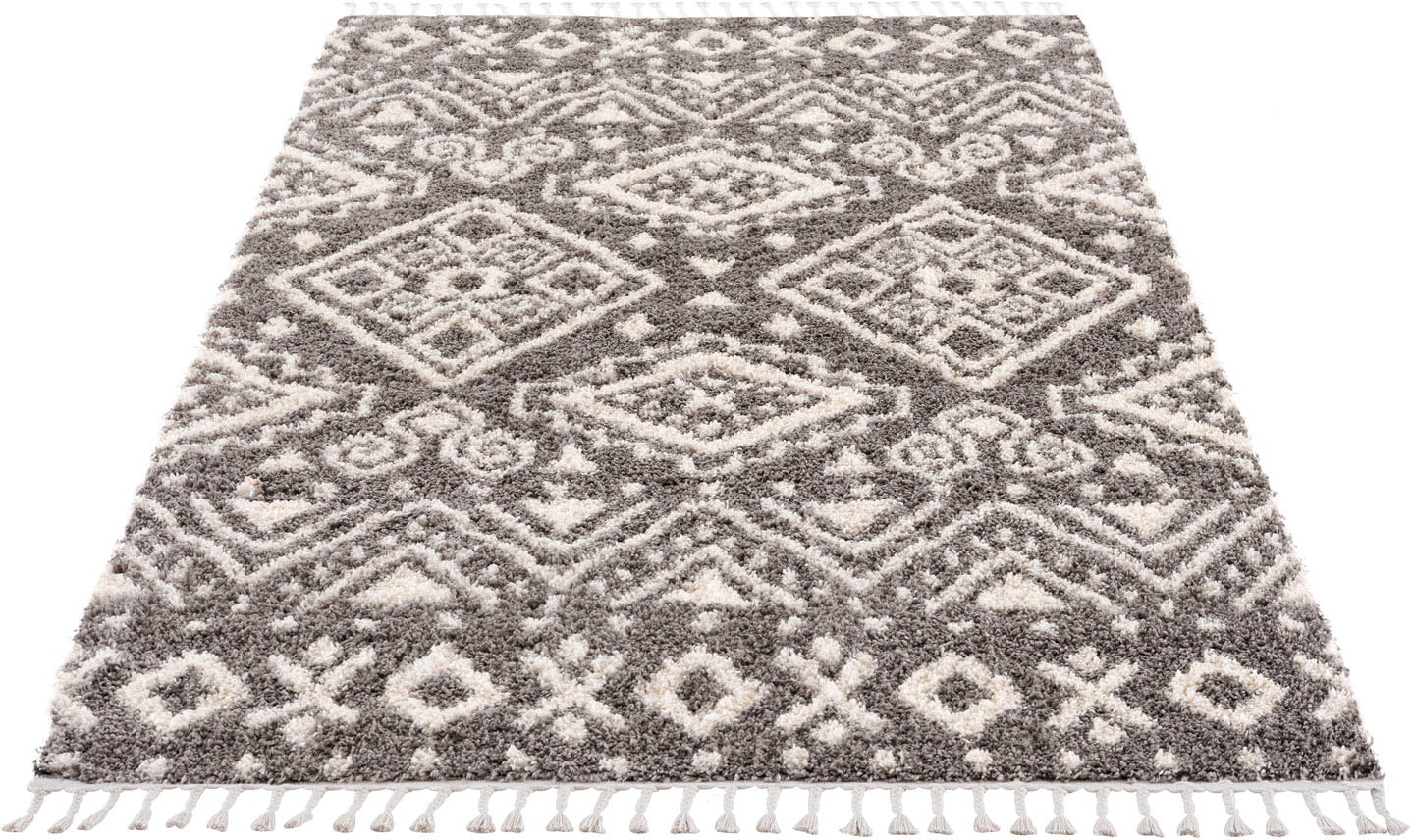 Carpet City Hochflor-Teppich »Pulpy 541«, rechteckig, 30 mm Höhe, besonders weich, mit Fransen, Ethno Look