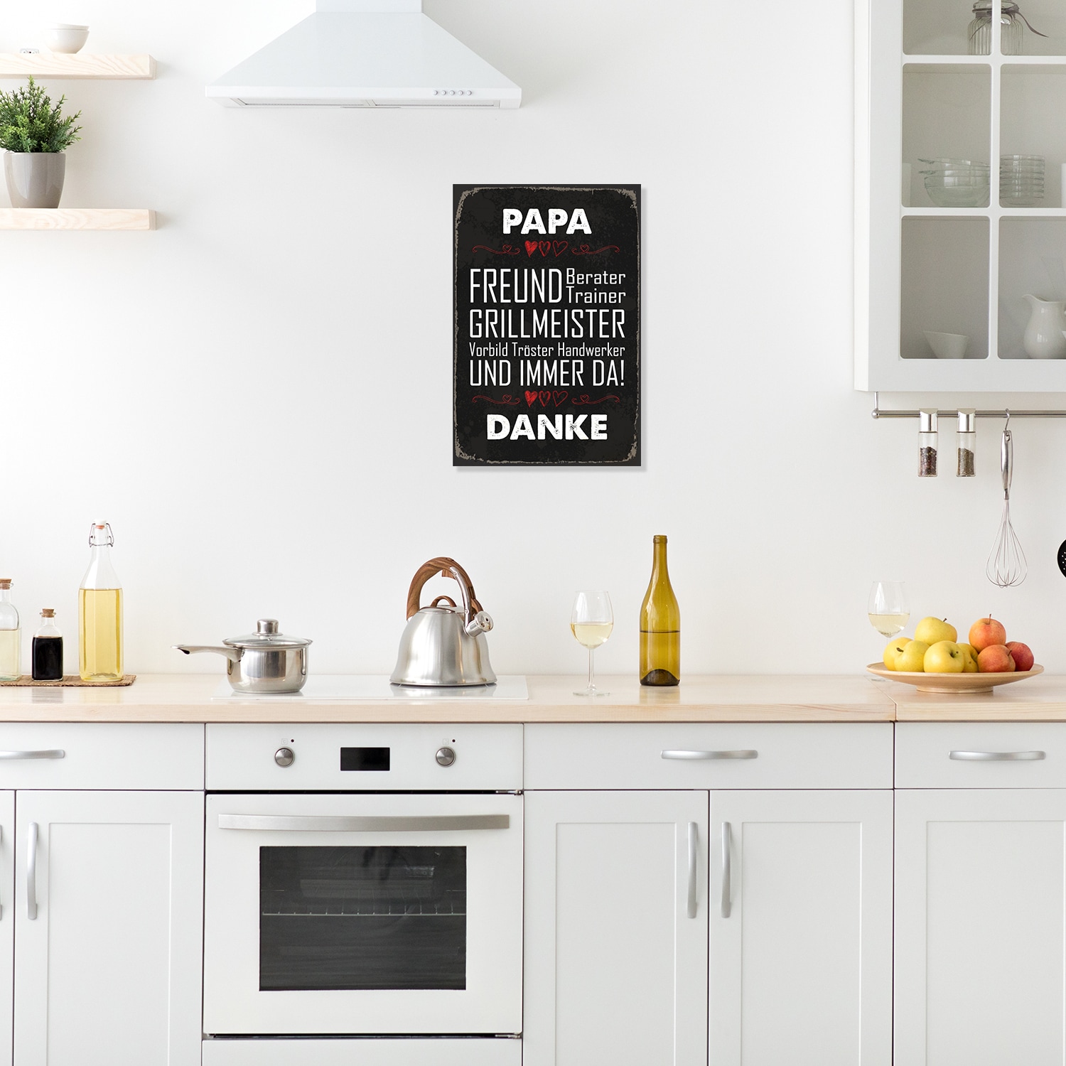 Image of queence Metallbild "Papa Grillmeister Spruch Stahlschild Blechschild" 1 Stk. tlg. 20x30x0,2cm - mit 4 Lochbohrung