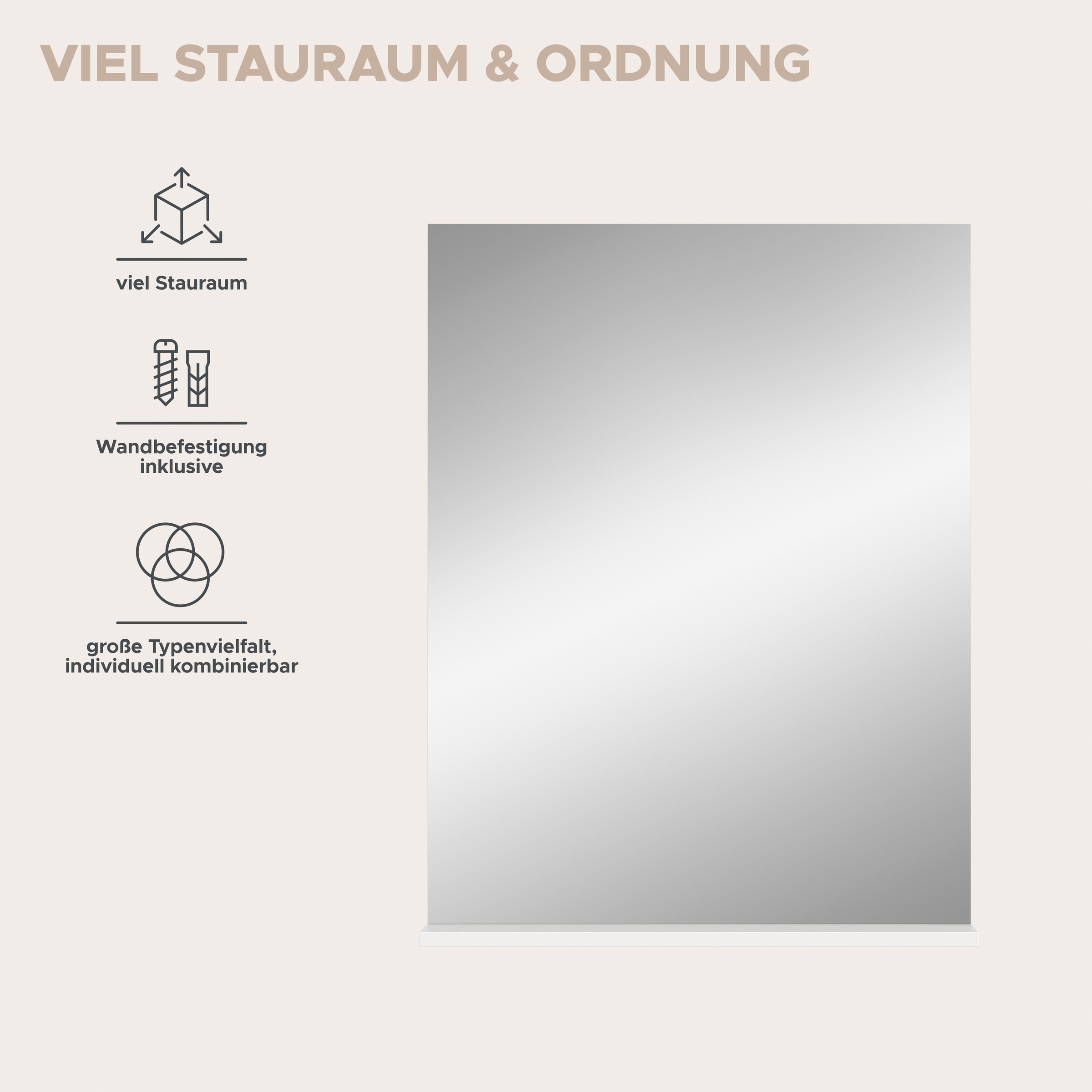 welltime Miroir de salle de bain »SIENA, Breite 60cm, 1 Ablageboden, hochwertiges Spiegelglas« disponible en plusieurs couleurs, meubles de salle de bain, miroir, salle de bain