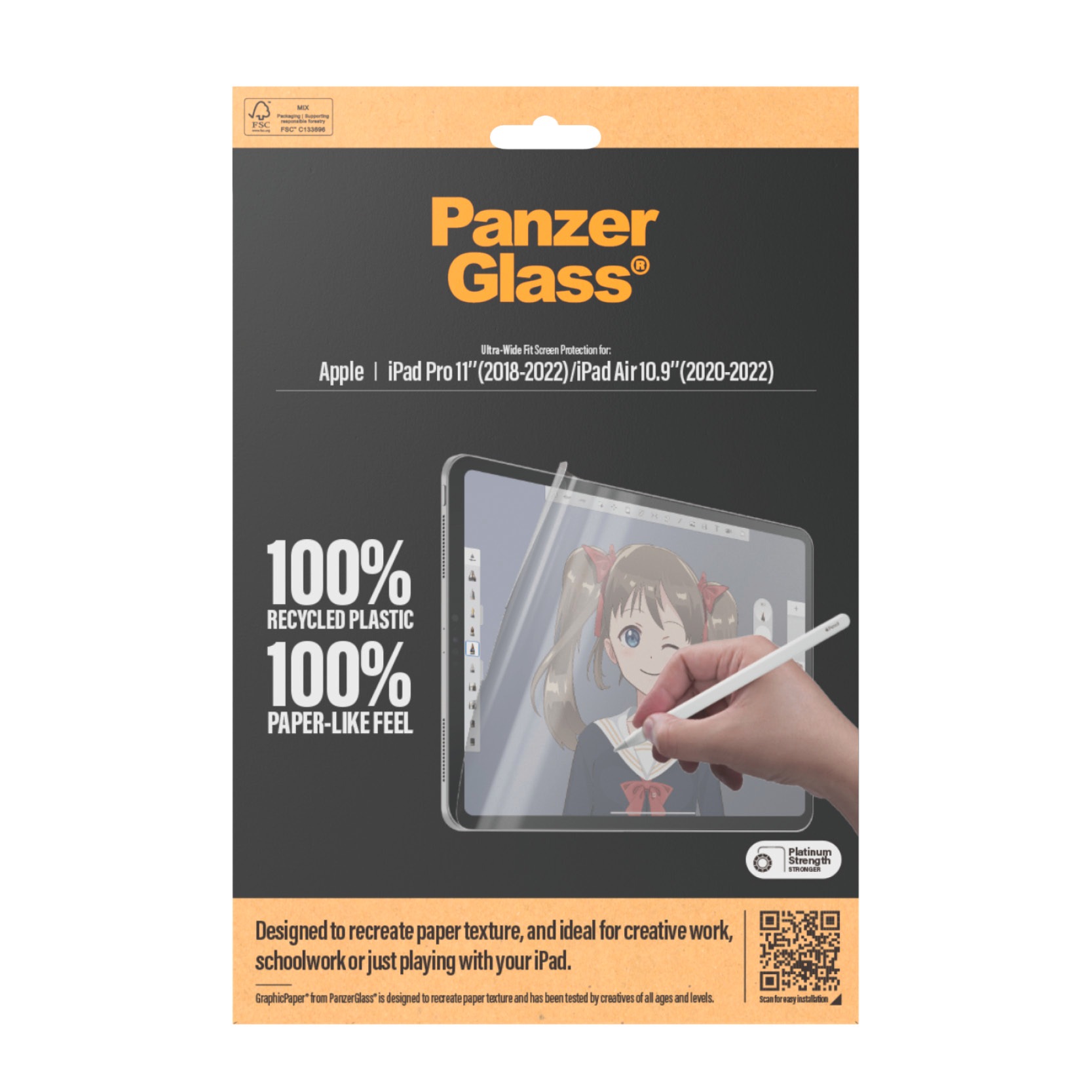 CARE by PanzerGlass Displayschutzfolie »Ultra-Wide Fit Screen Protection«, für Apple iPad Pro 11 18-22-Apple Air 10.9 20-22, Graphic Paper, Schutzfolie, Bildschirmschutz, kratz- & stossfest