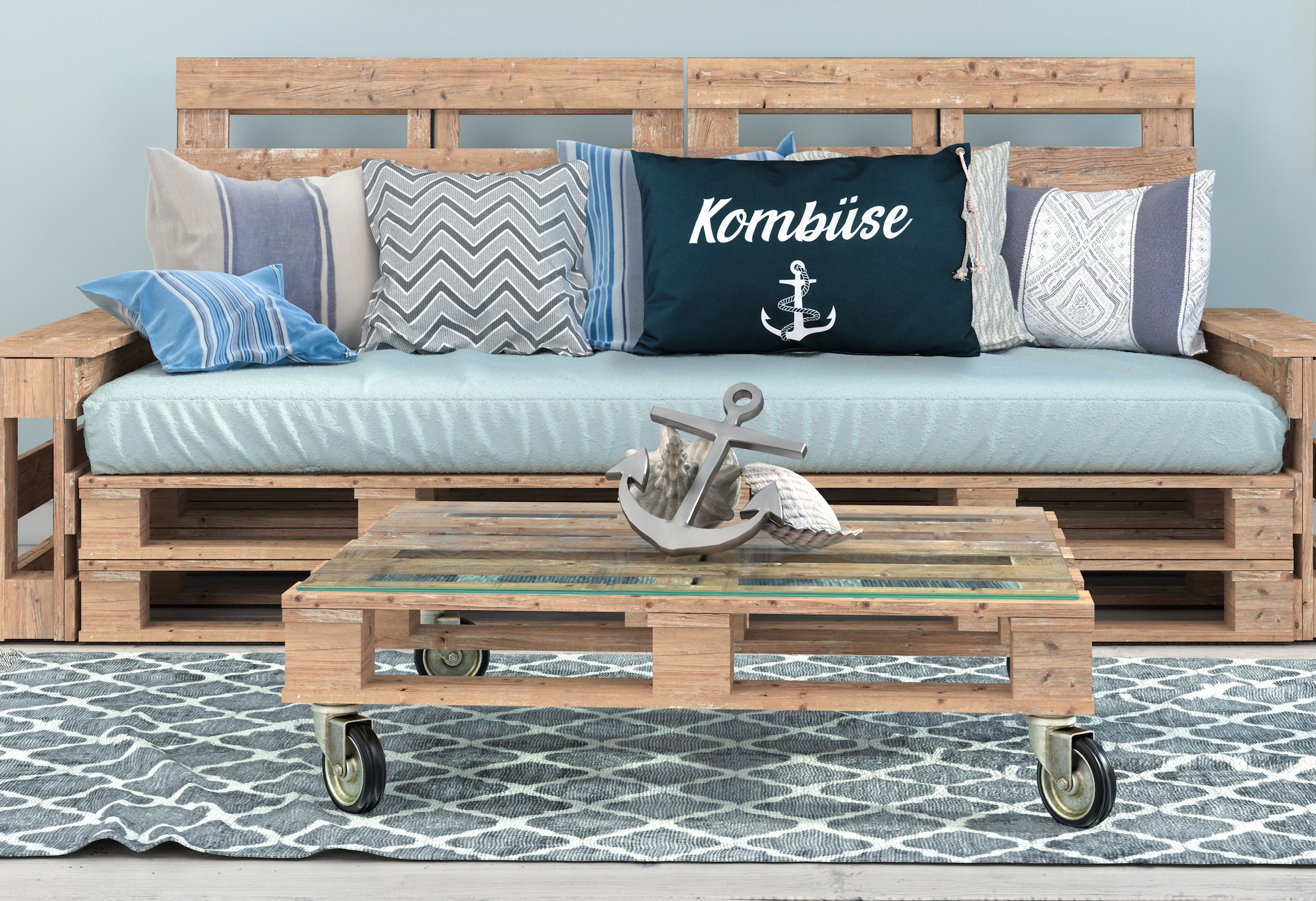 queence Dekokissen »Kombüse 60x40cm Outdoor-Kissenbezug Garten« Kissenhülle mit Öse und Kordel Kissenbezug Maritim