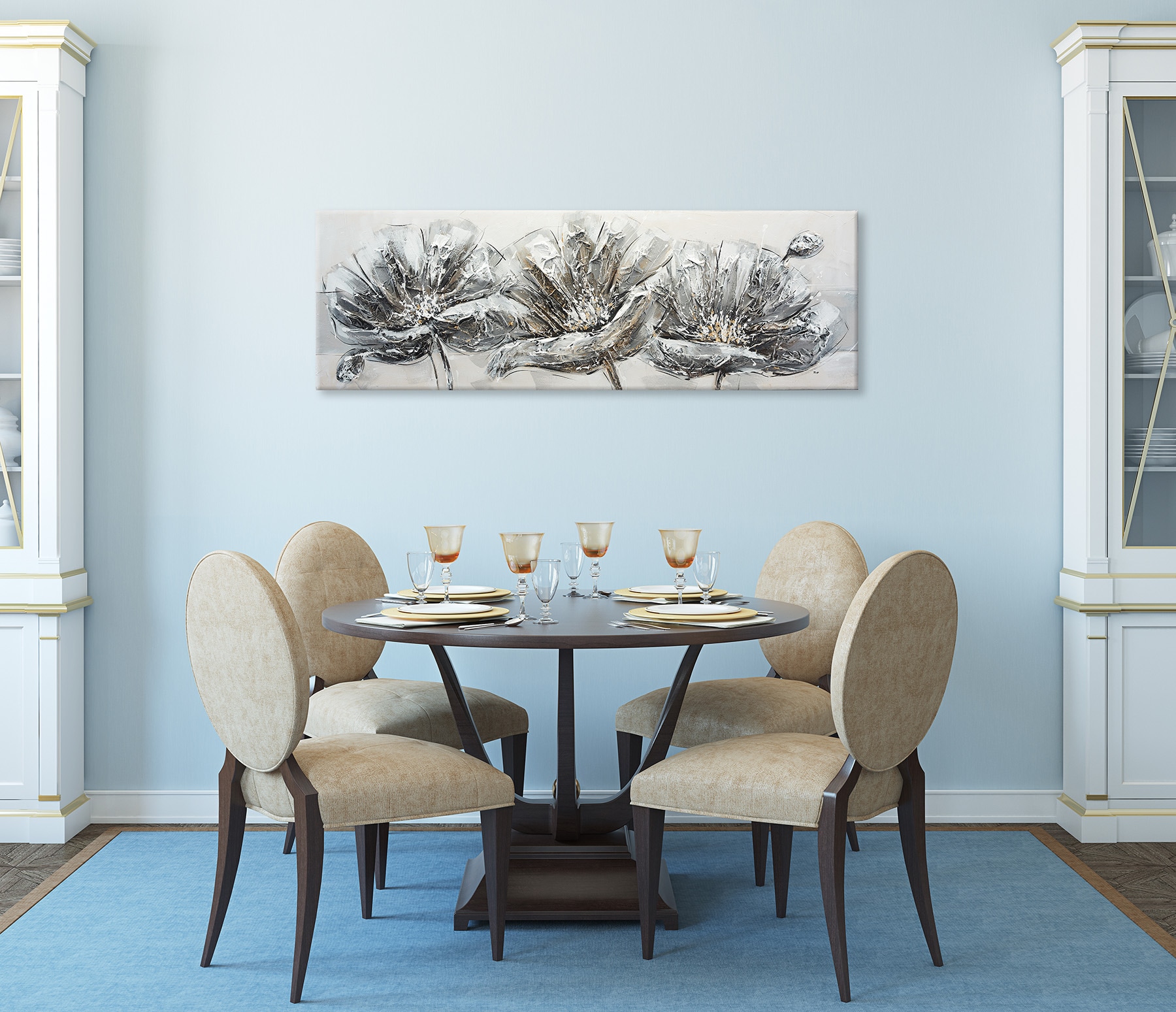 Bönninghoff Ölgemälde »handarbeit BLUMEN 40x120 cm – Wandbild Kunst Deko modern« Blumen | Blumenbilder 1 Stk. tlg. handgefertigt, jedes Bild ein Unikat
