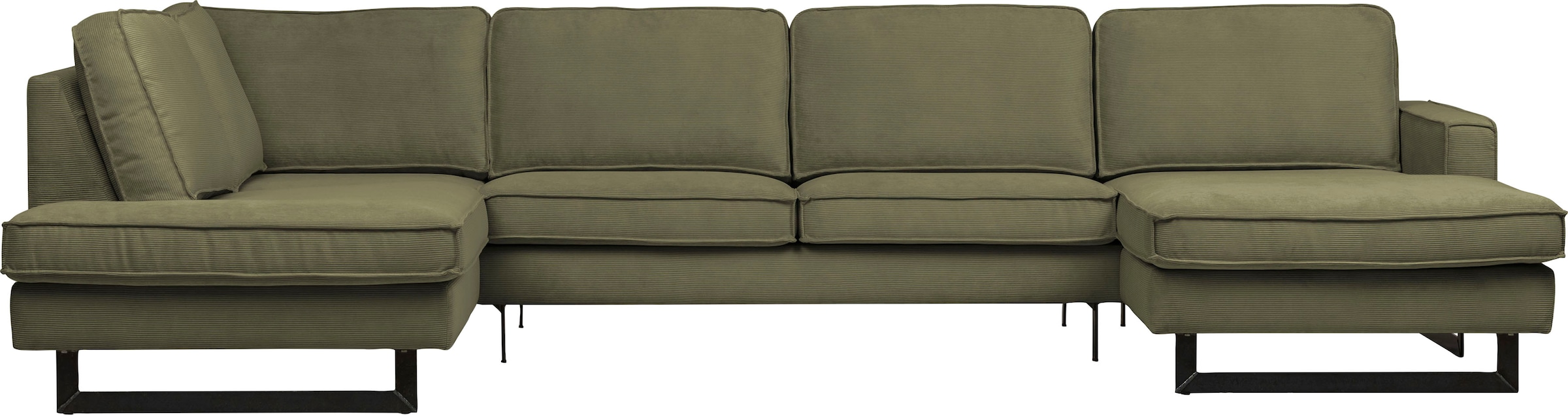 Places of Style Wohnlandschaft »Pinto, 350 cm, U-Form, XXL, mit Ottomanen«, Cord, Feincord, Luxus-Microfaser Leder und Chenille
