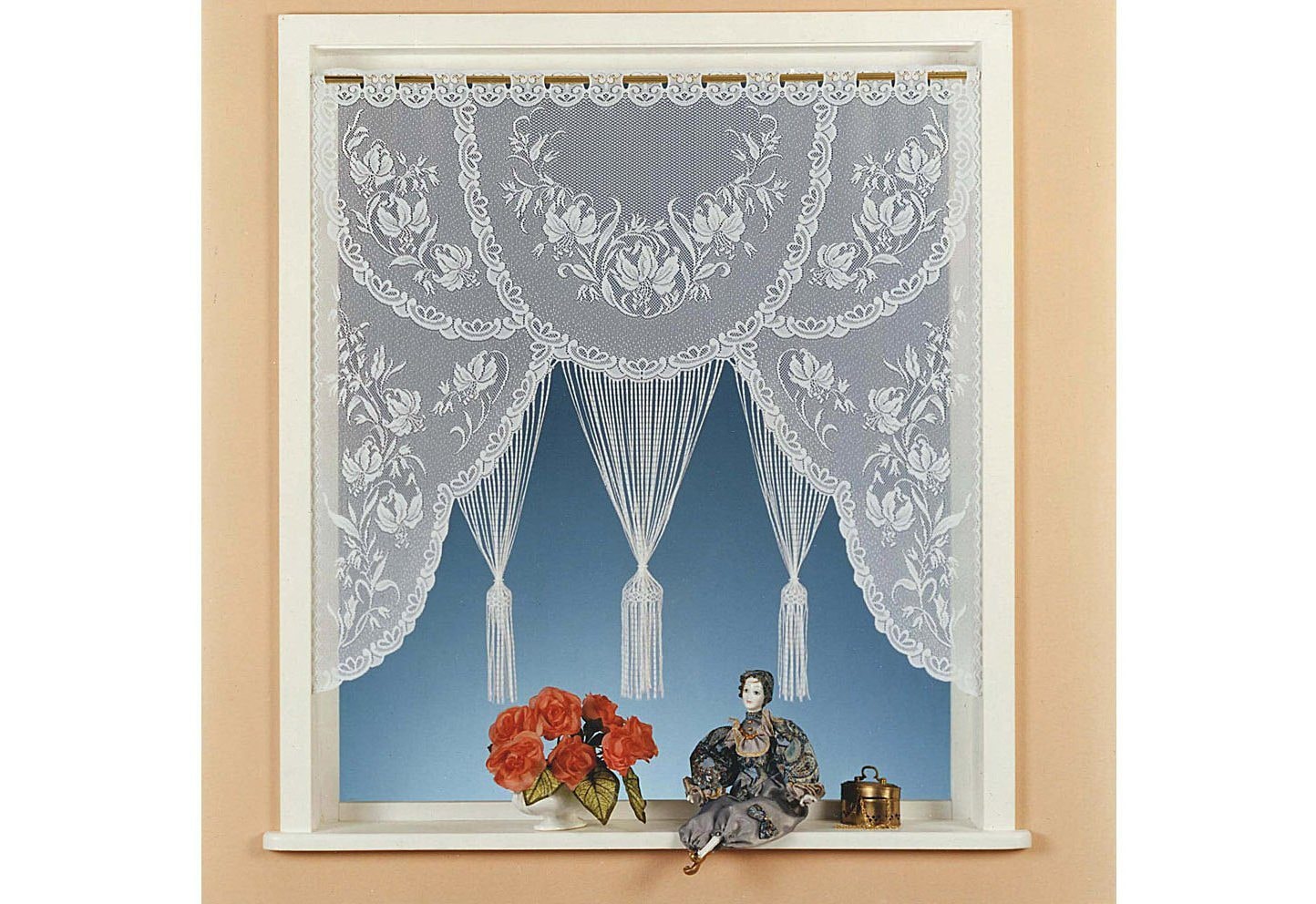 Image of Weckbrodt Scheibengardine "Konstanz-A" Stangendurchzug 1 Stk. tlg. Fadengardine, Jacquard, floral, geblümt, Store