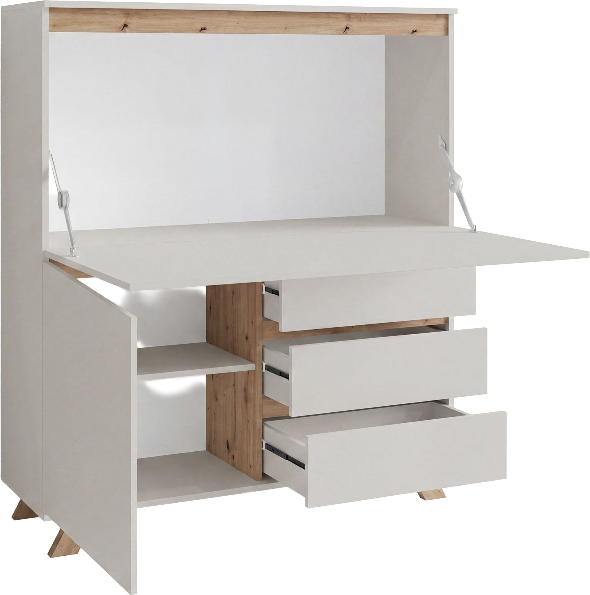 GOODproduct Secrétaire »Vaux« 1 cuis tlg. Cachemire / chêne Artisan (aspect chêne), porte pliante, espace de rangement, L : 120 cm