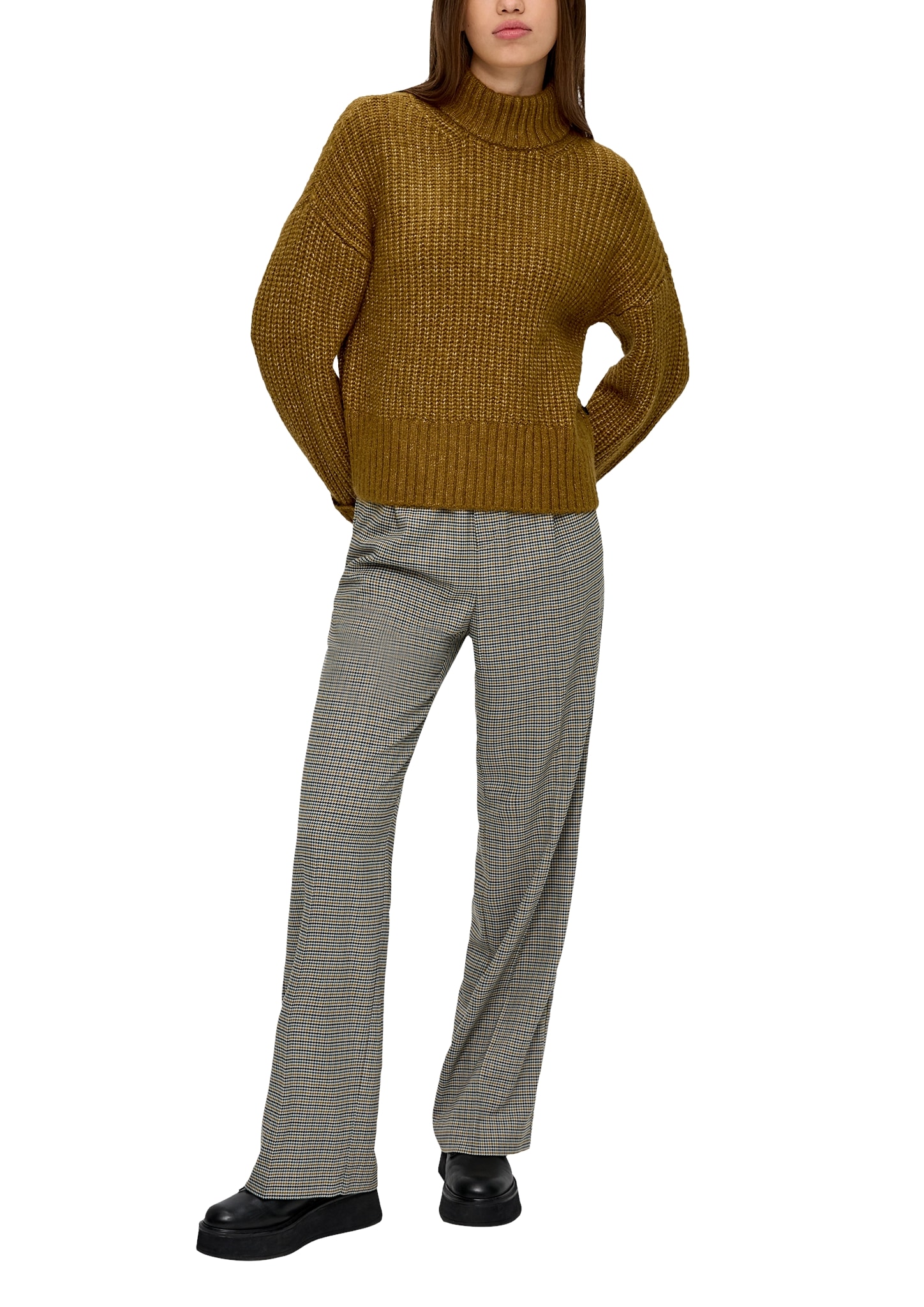 QS Strickpullover, mit fixiertem Umschlag