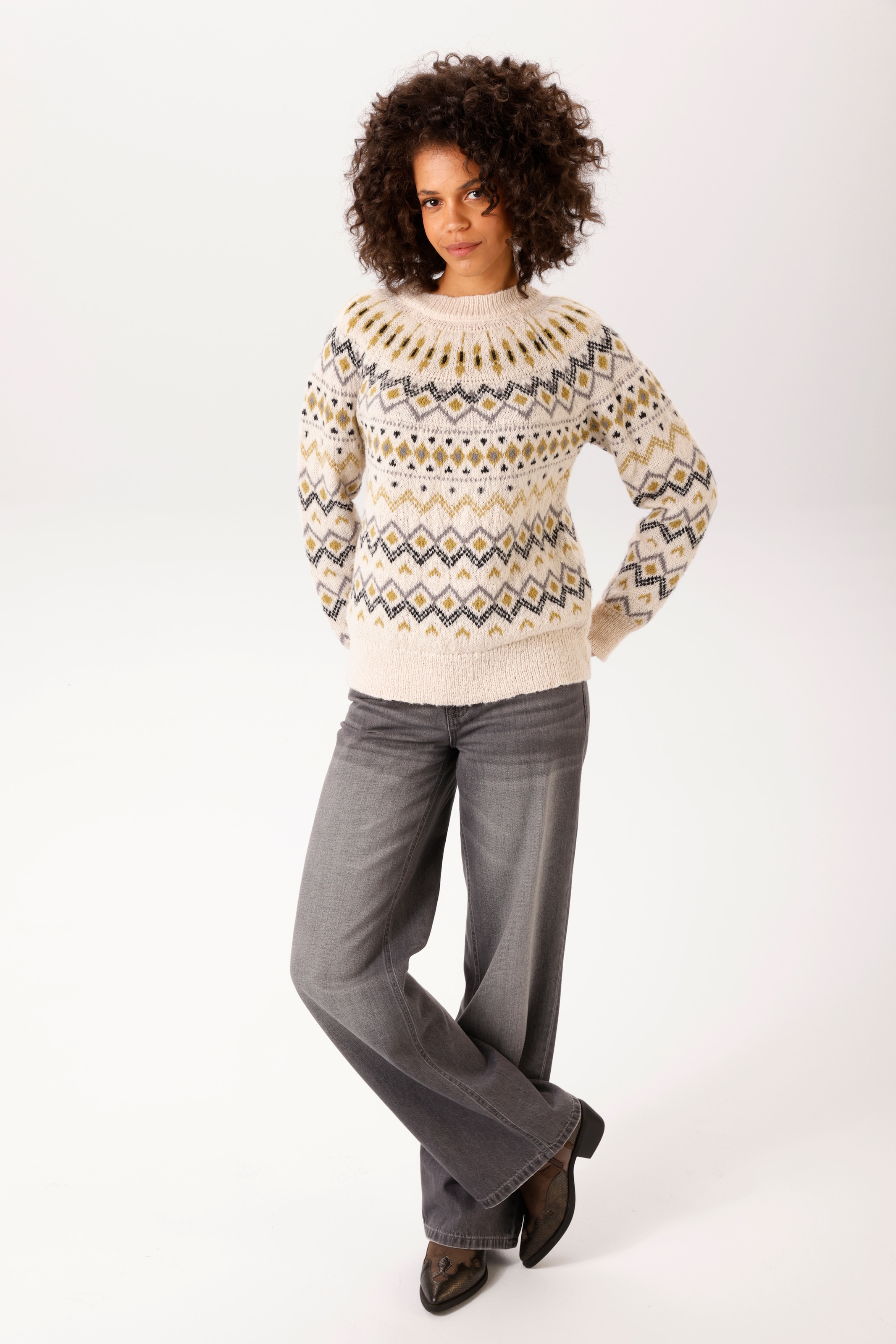 Aniston CASUAL Pull en tricot avec motif norvégien tendance - NOUVELLE COLLECTION