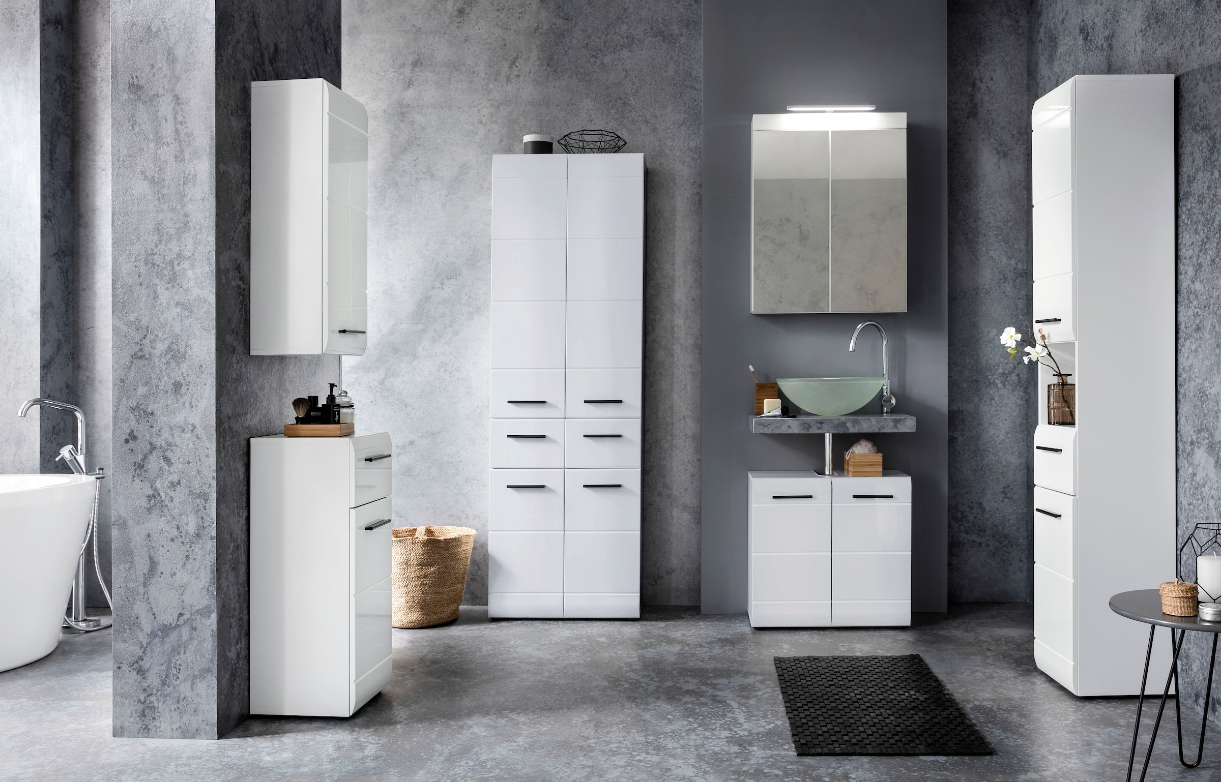 welltime Unterschrank »Sovana« Kommode mit 1 Tür & 1 Schublade - (B/T/H) 30/31/79 cm