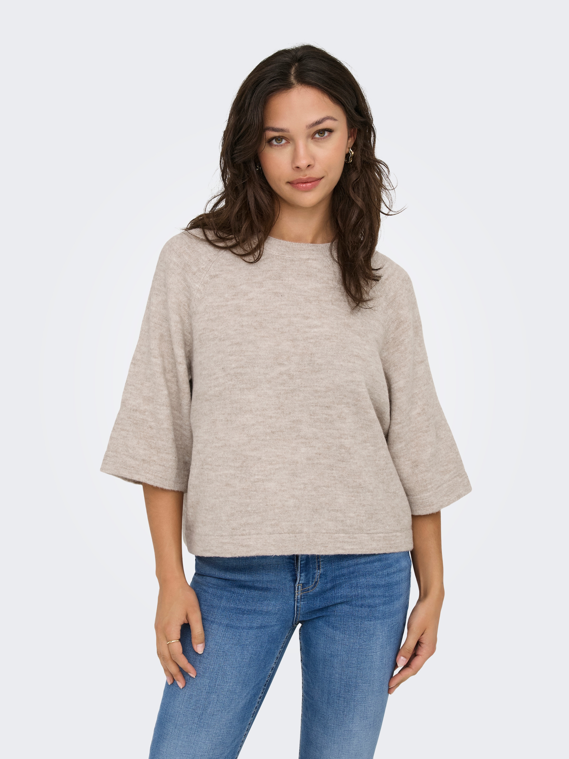 Image of ONLY Strickpullover "ONLSIMONI 3/4 PULLOVER KNT NOOS" Materialmix, regular fit