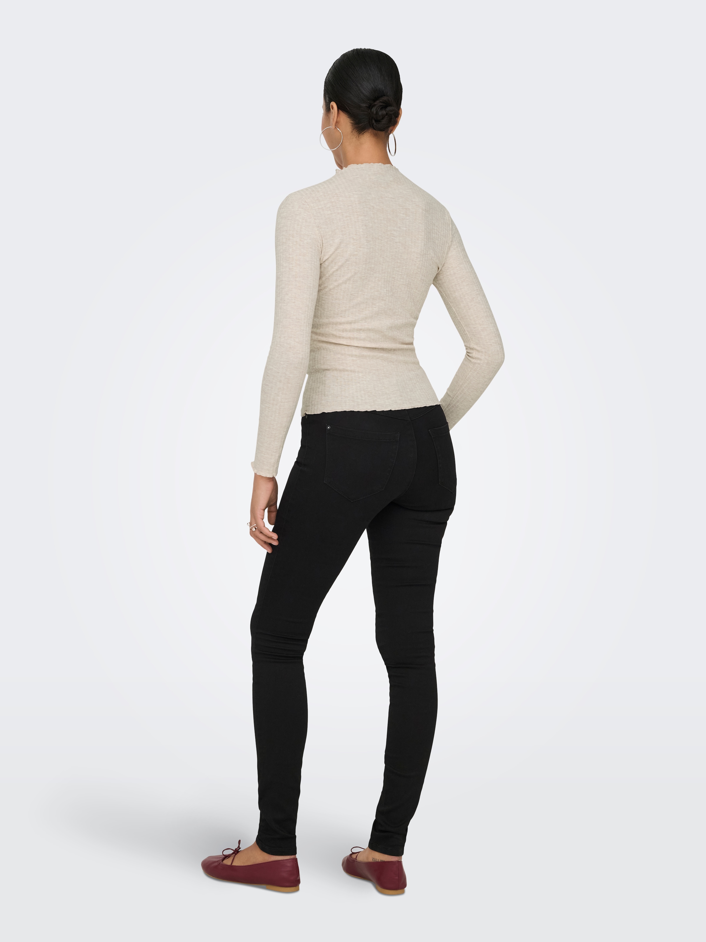 ONLY Langarmshirt »ONLEMMA L/S HIGH NECK TOP« Materialmix mit Stretch, slim fit