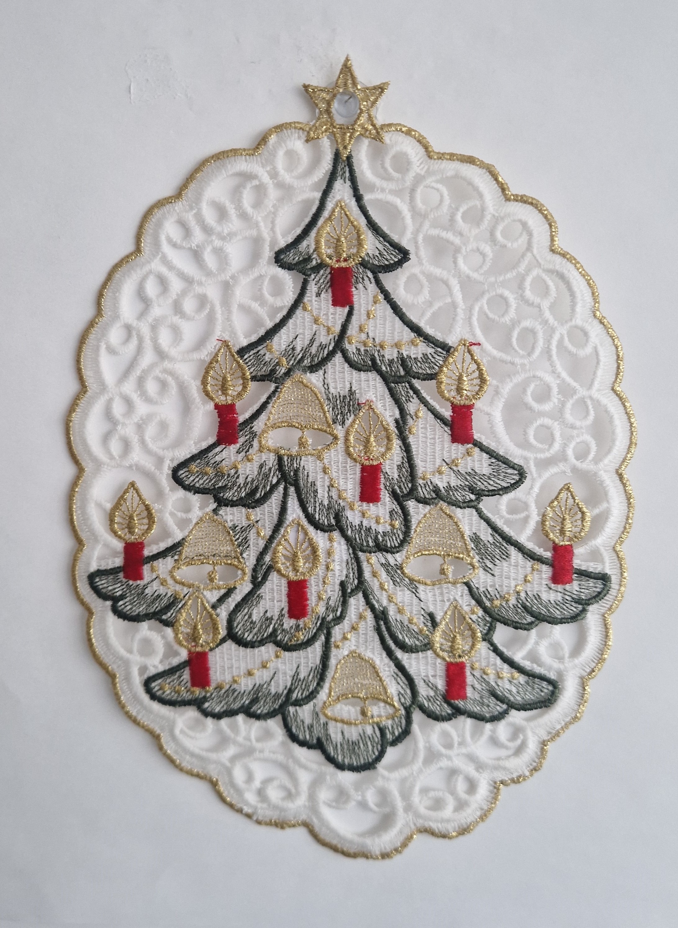 Image of Stickereien Plauen Fensterbild "Fensterbild Weihnachtsbaum" echte Plauener Stickerei